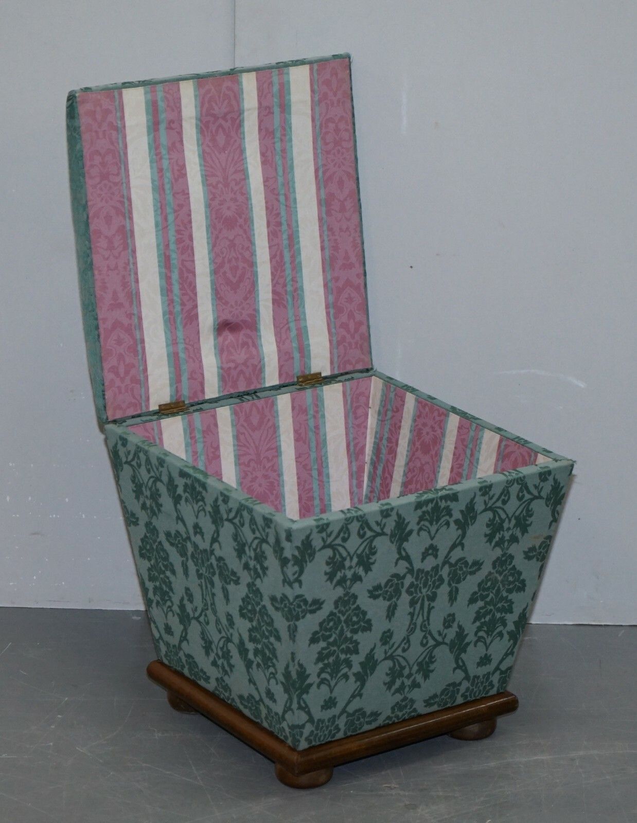 photo for sale Exquisite Silk Upholstered Victorian Style Ottoman Stool Footstool With Storage