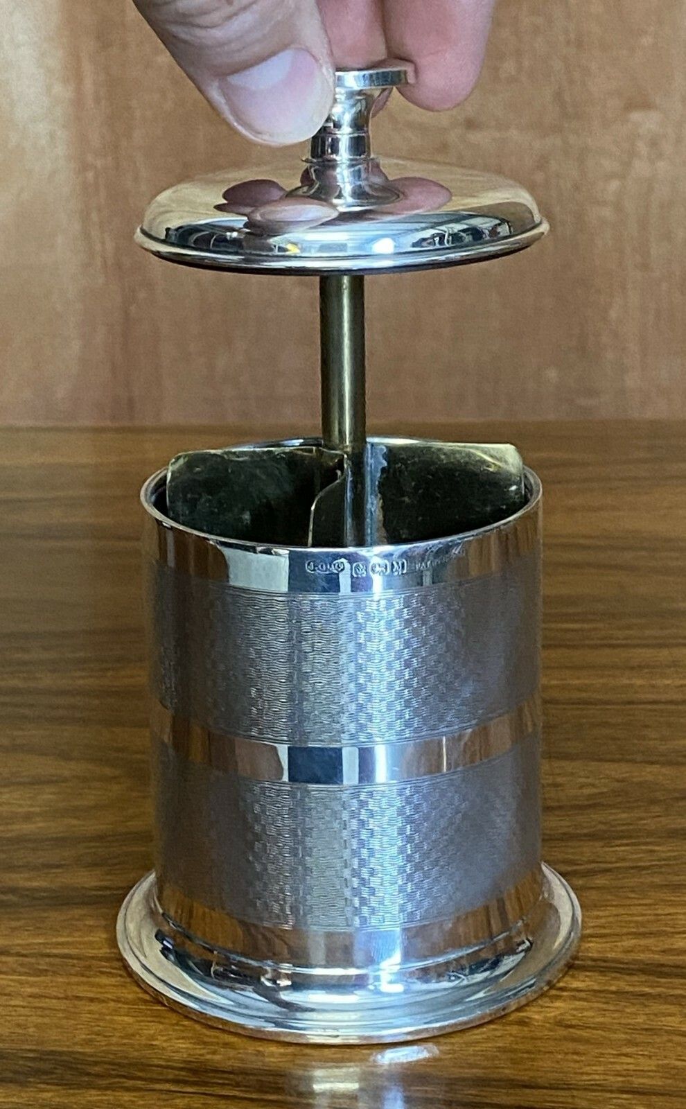 Home Decor Stunning English Solid Sterling Silver 1936 Art Deco Style Cigarette Dispenser photo