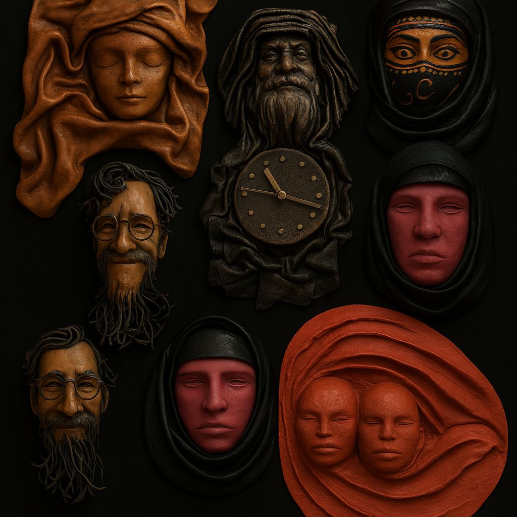 The Silent Council – Seven Sculptural Leather Faces By Tch Piel, Dominican Republic photo furniture