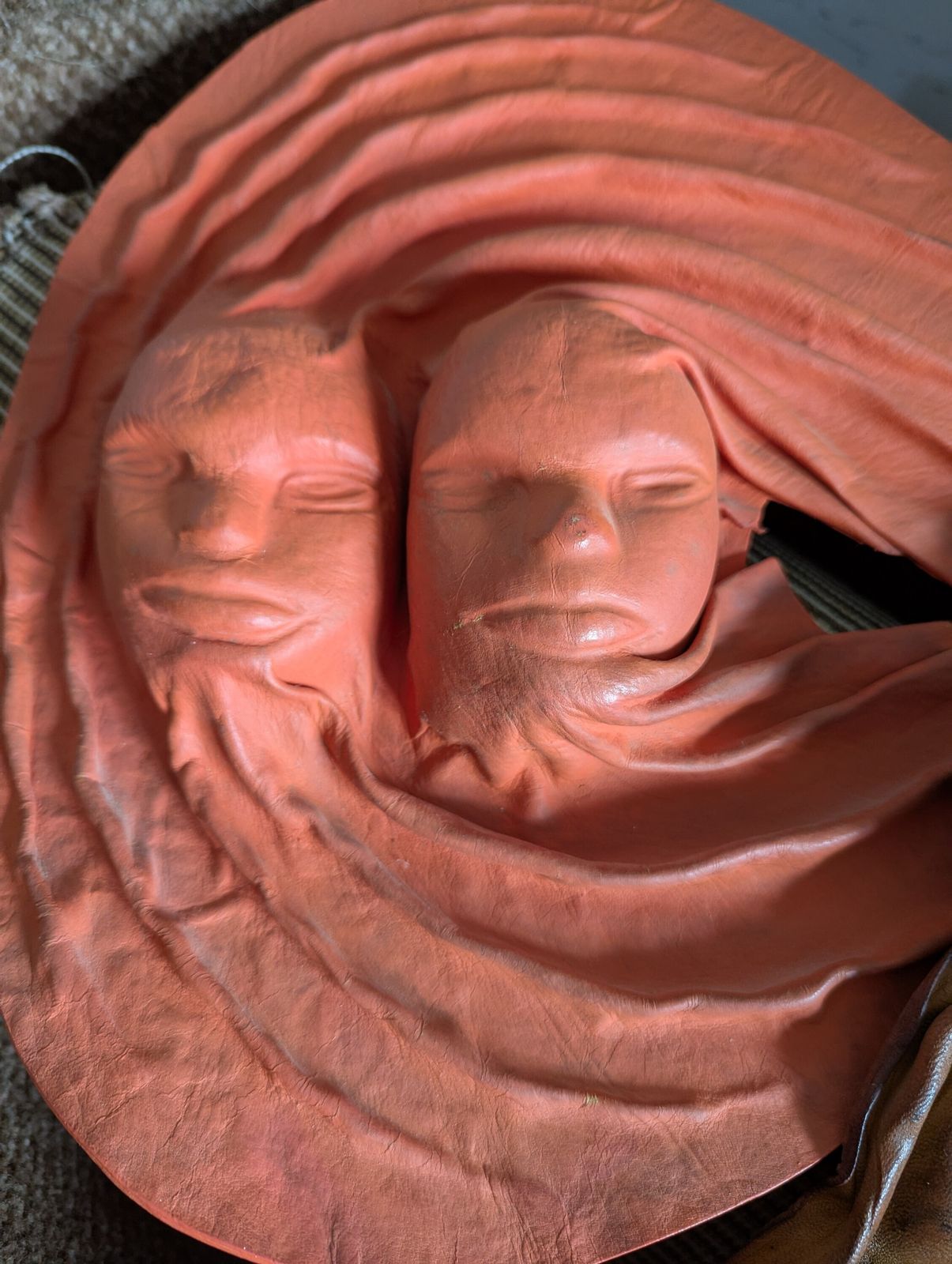 photo furniture The Silent Council – Seven Sculptural Leather Faces By Tch Piel, Dominican Republic