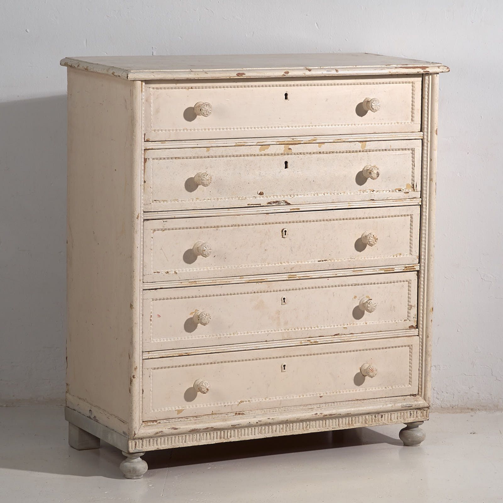 Antique White Tall Chest Of Drawers (C.1920) #60