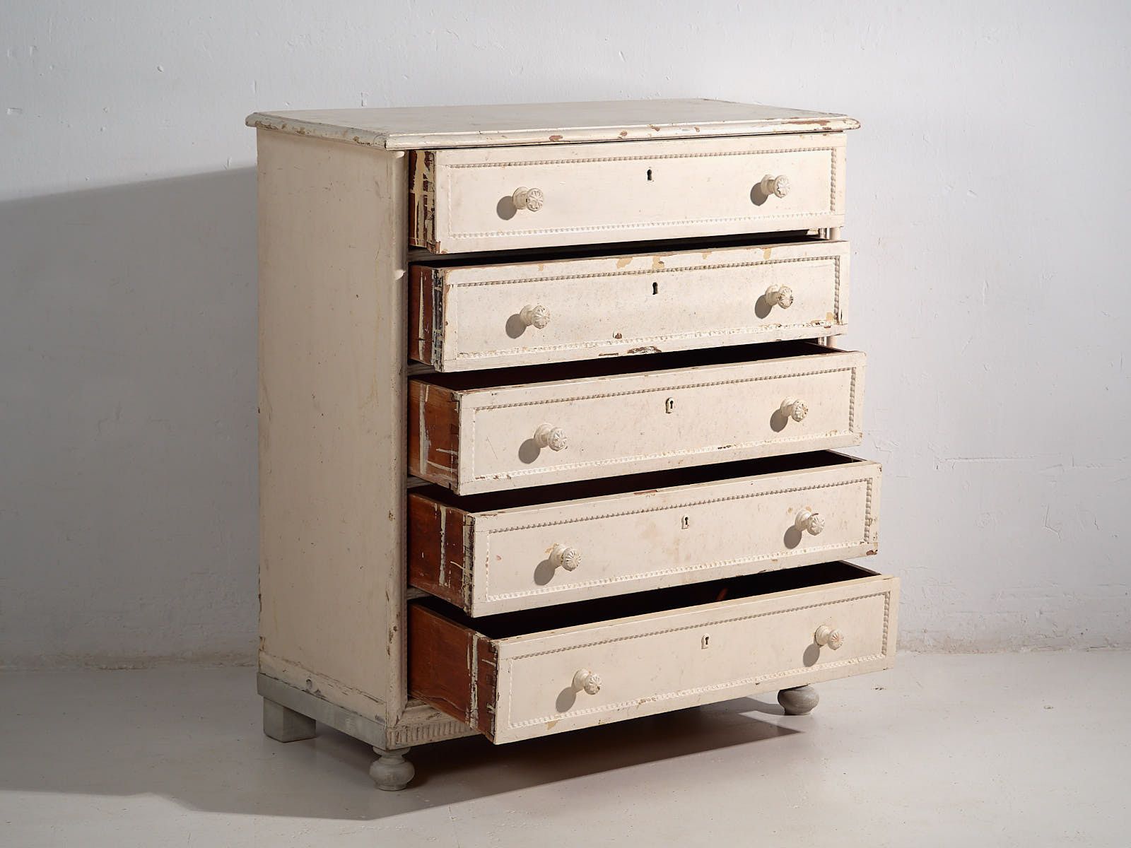 Antique White Tall Chest Of Drawers (C.1920) #60 photo Furniture