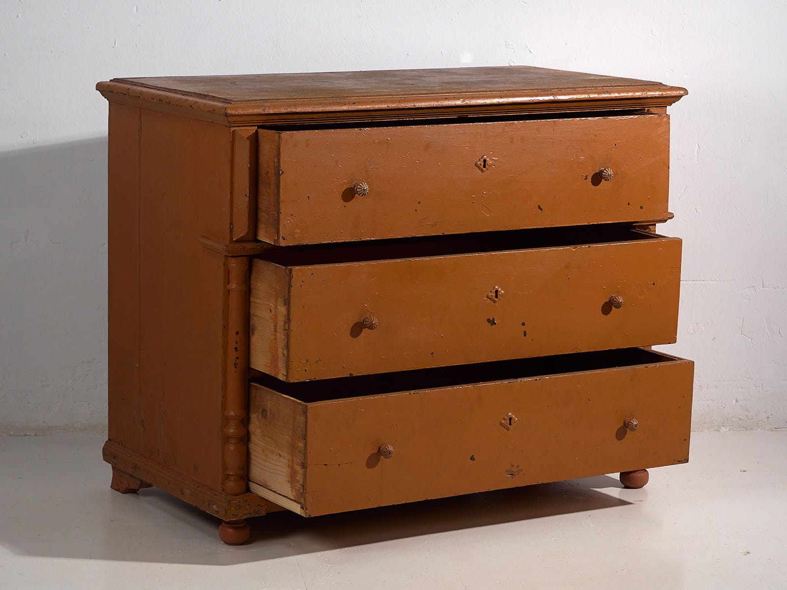 Antique Chest Of Drawers With Ochre Patina (C.1920) #72 photo Furniture