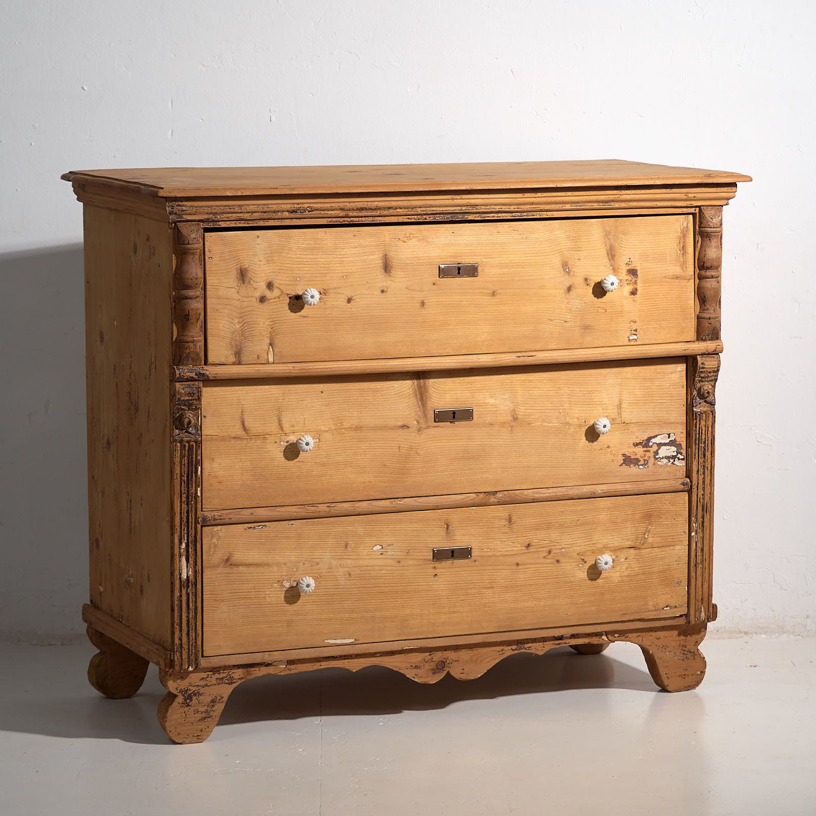 Antique Solid Wood Chest Of Drawers (C.1920) #45