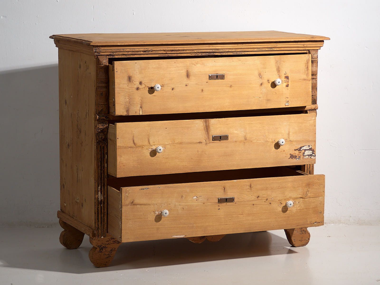 Antique Solid Wood Chest Of Drawers (C.1920) #45 photo for sale