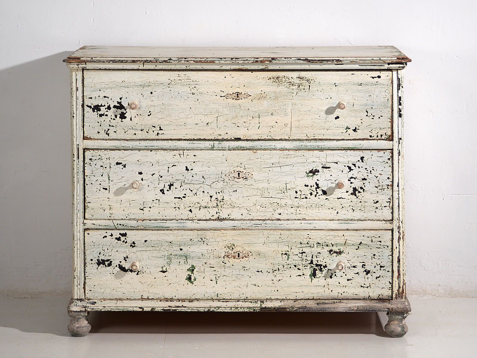 Large Antique Chest Of Drawers With White Patina (C.1920) #42 photo vinterior