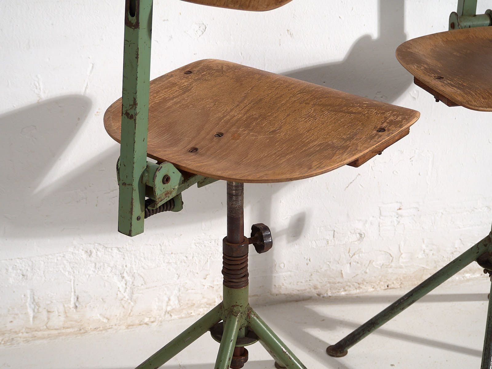 Industrial Style Workshop Chairs (C.1950). Set Of 4 Pieces #1 photo vintage