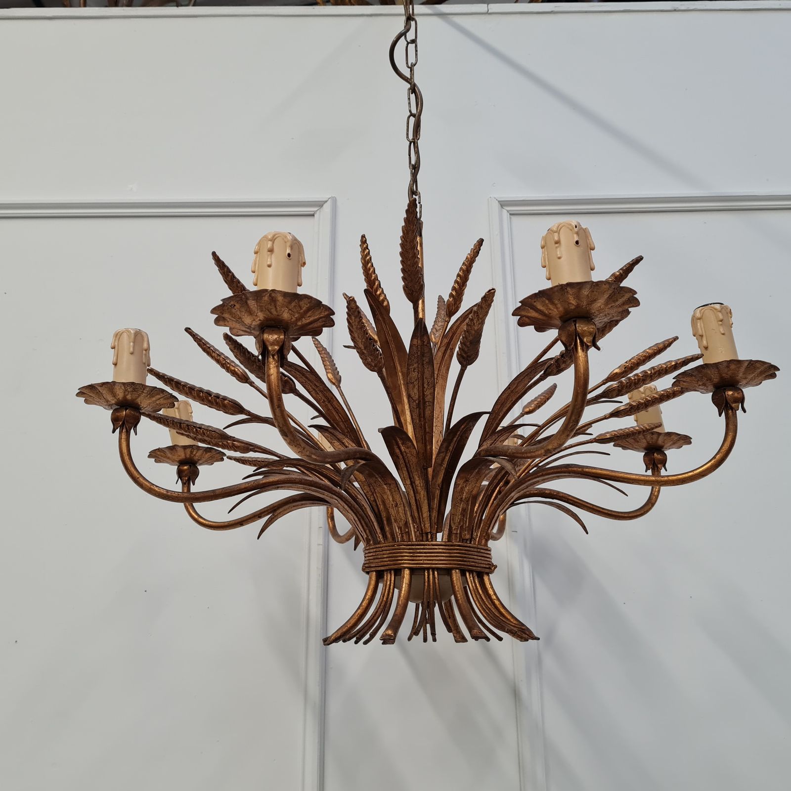 Vintage French Wheatsheaf Chandelier C1950 Free Delivery Uk photo 475.0