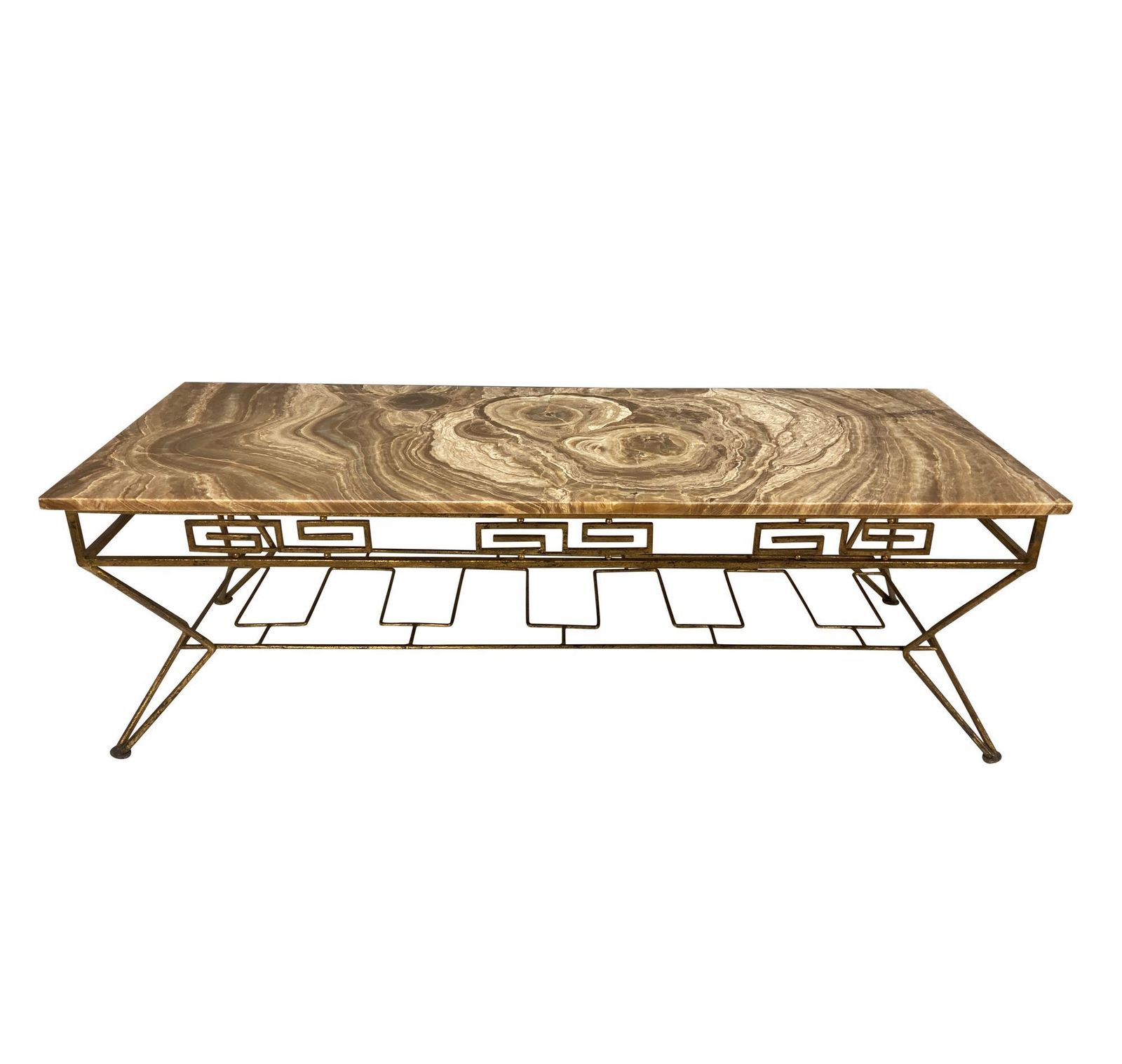 A French Mid Century Occasional Table With An Agate Top