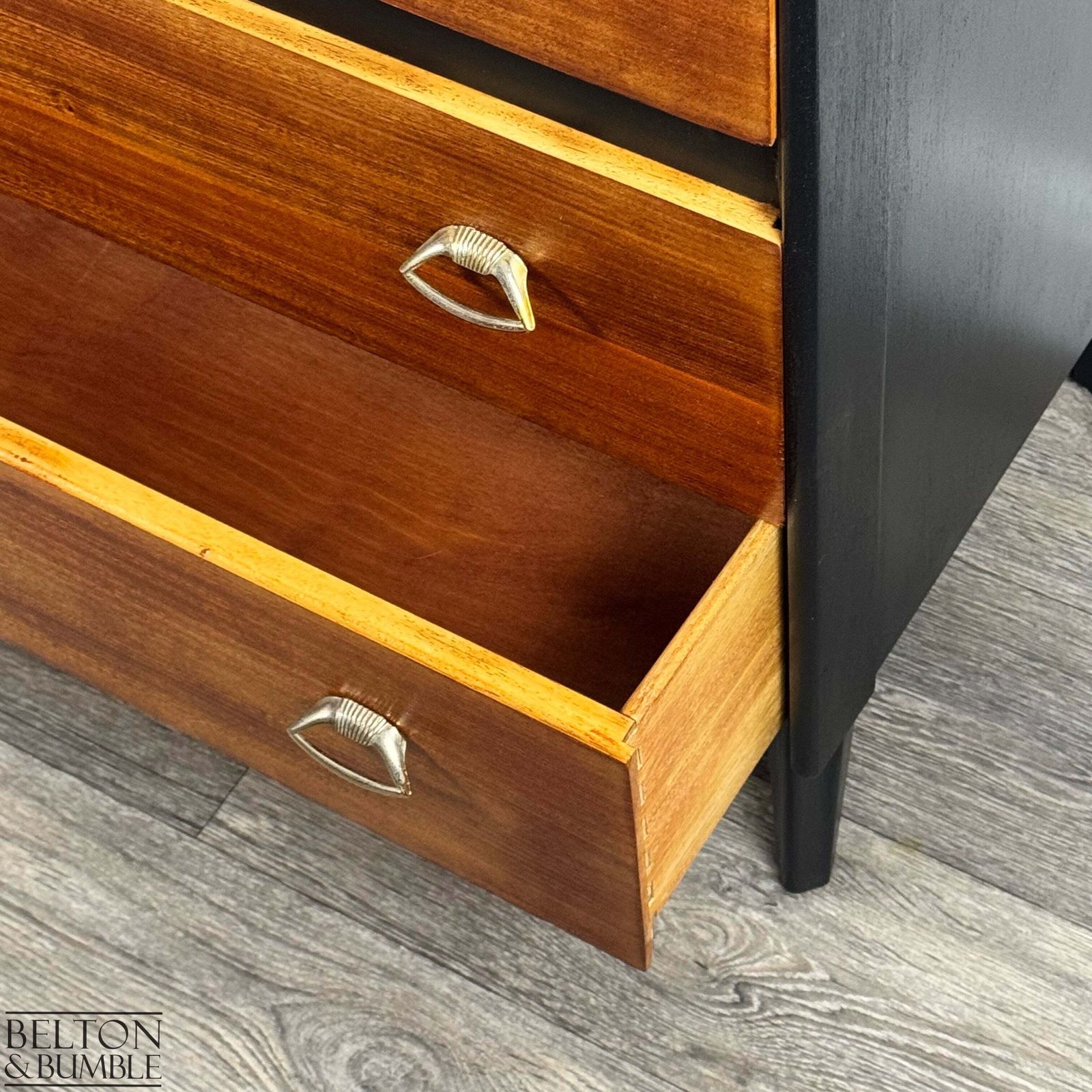 Mid Century 3 Drawer Chest In Black And Teak photo buy