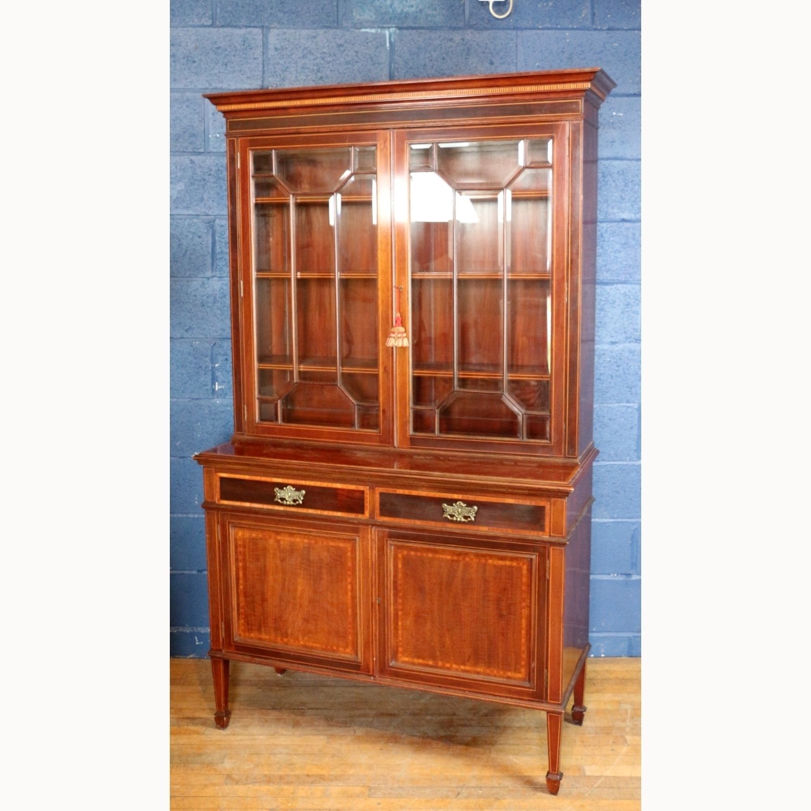 A Quality Edwardian Inlaid Mahogany Astrical Glazed Cabinet