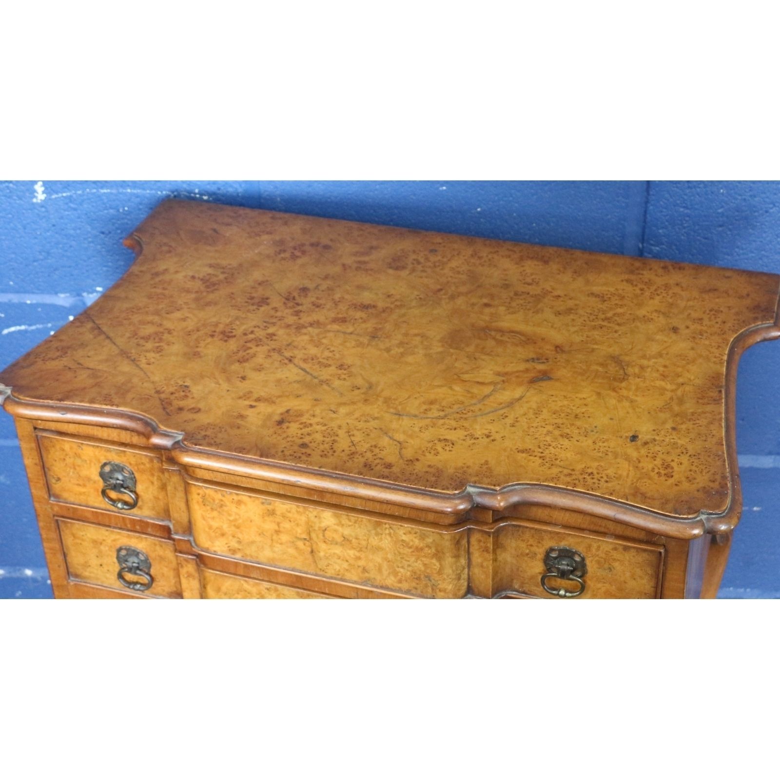 A Georgian Style Early C20th Walnut & Burr Elm Two Drawer Lowboy photo furniture