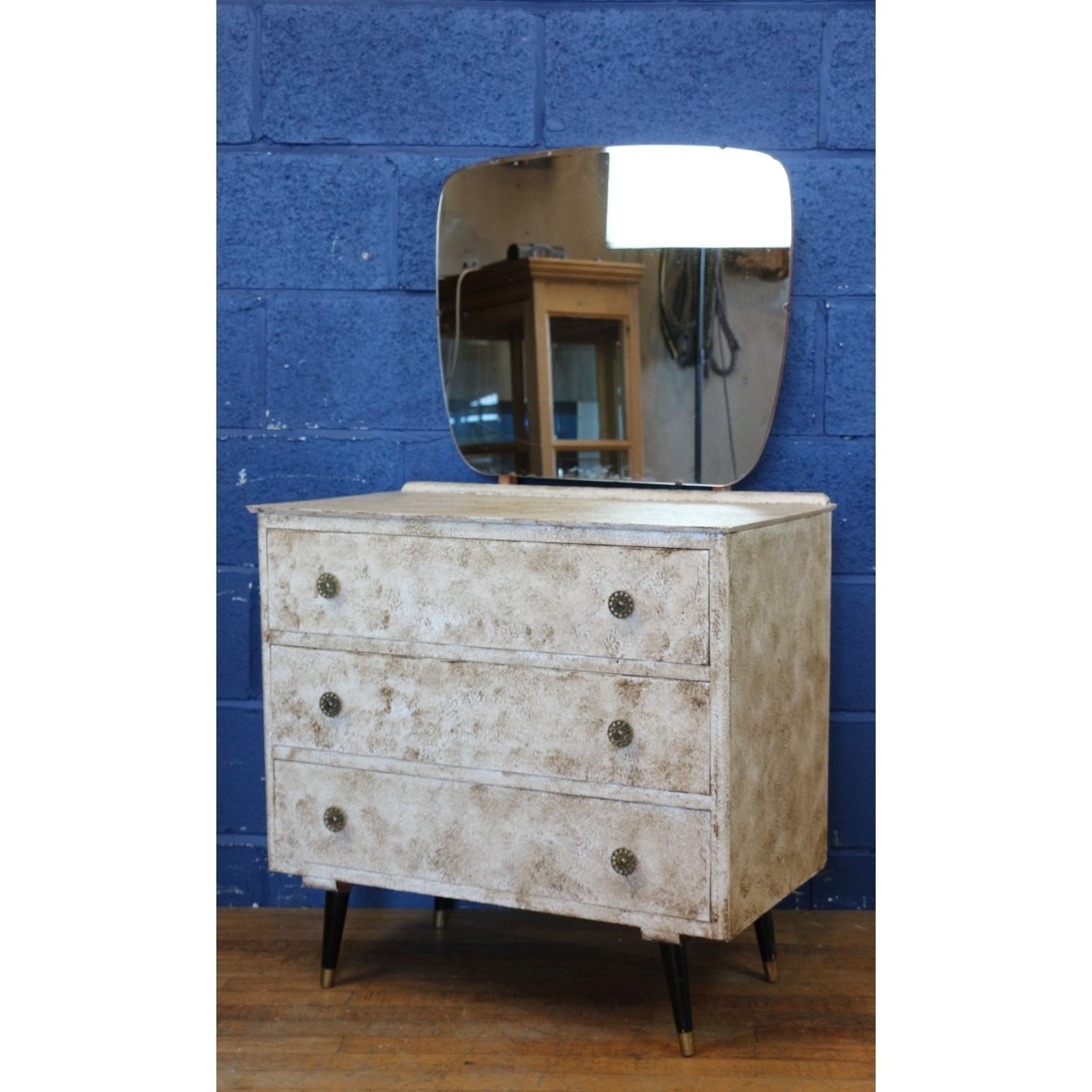 A Retro Painted And Waxed Dressing Table Over Chest