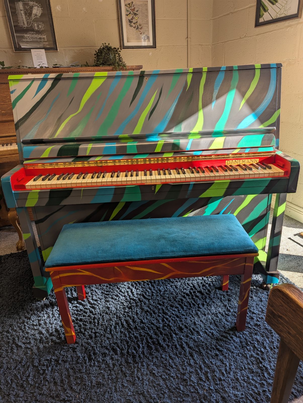 Unique Street Art ' Old Skool' Upright Piano And Stool photo Home Decor
