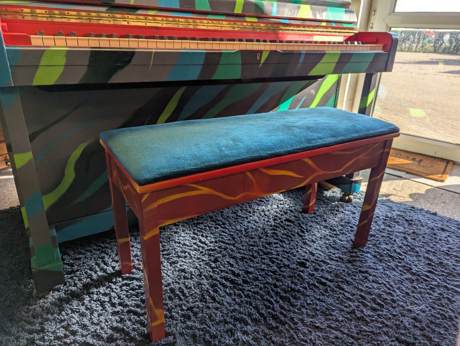 Unique Street Art ' Old Skool' Upright Piano And Stool photo 1595.0