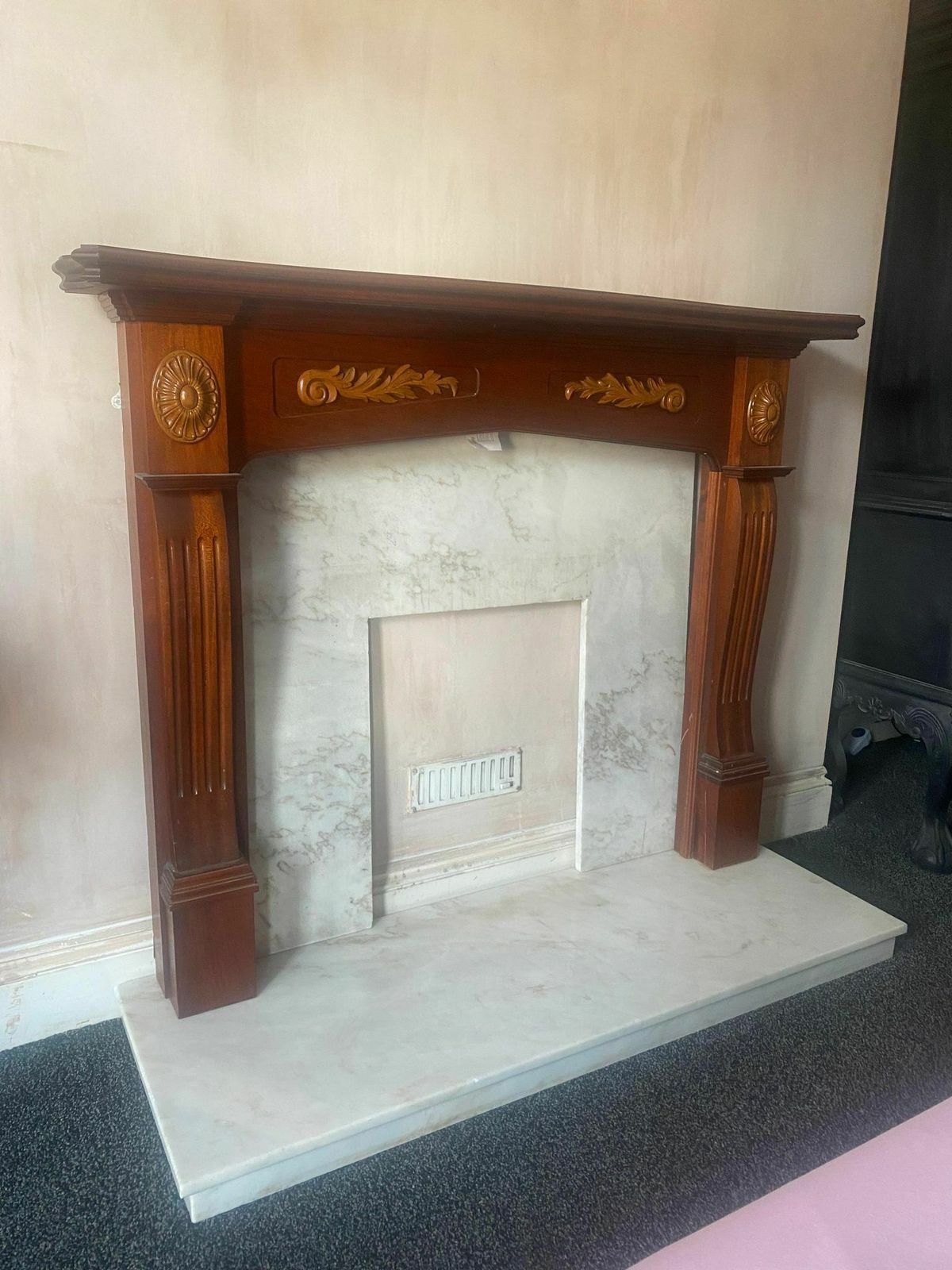 Edwardian Fireplace Surround With Marble Insert And Slab photo furniture