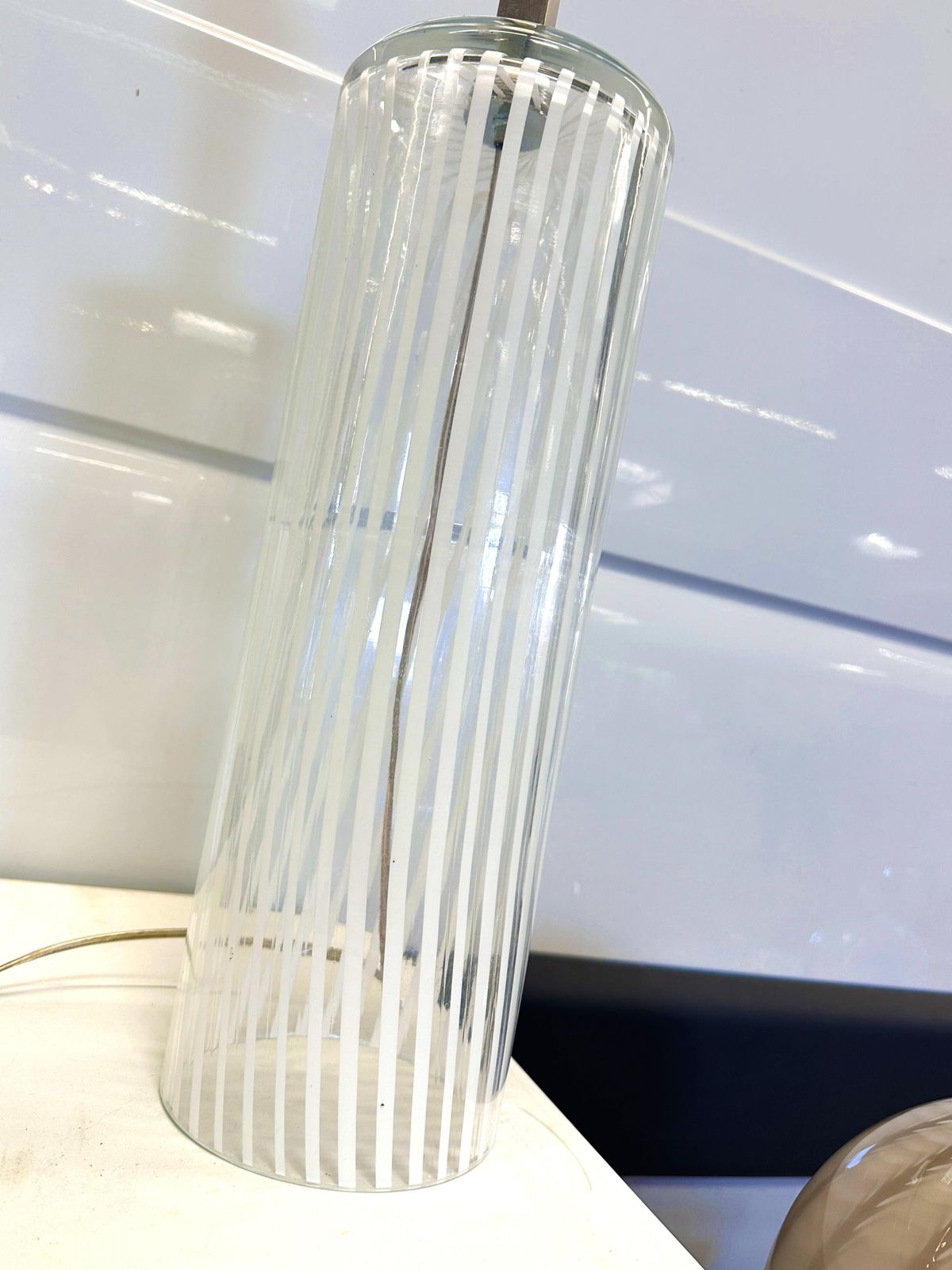 Set Of Two Milky White “Canne Di Filigrana” Filigree Rods Murano Glass photo for sale