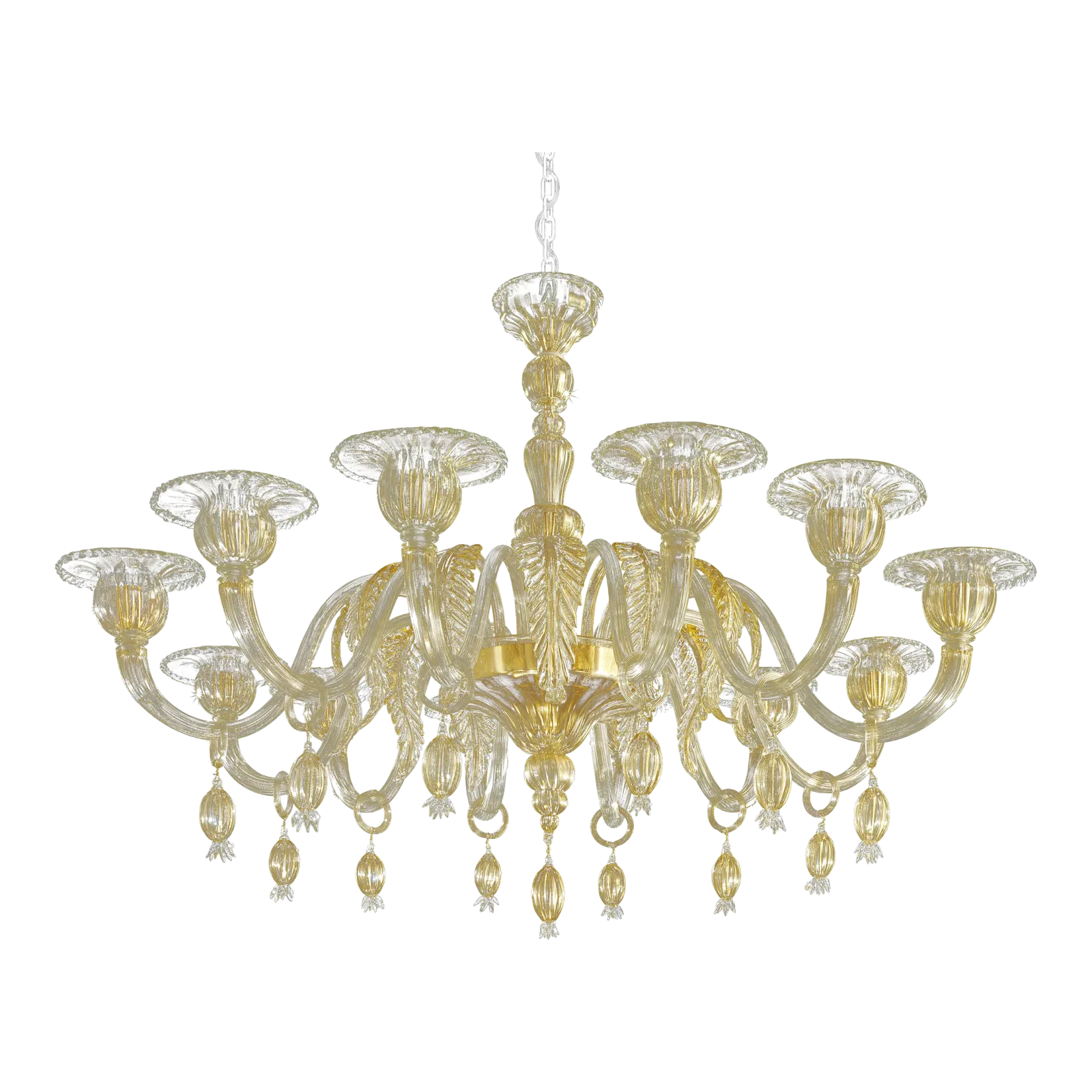 Venetian Gold Chandelier With Big Leaves