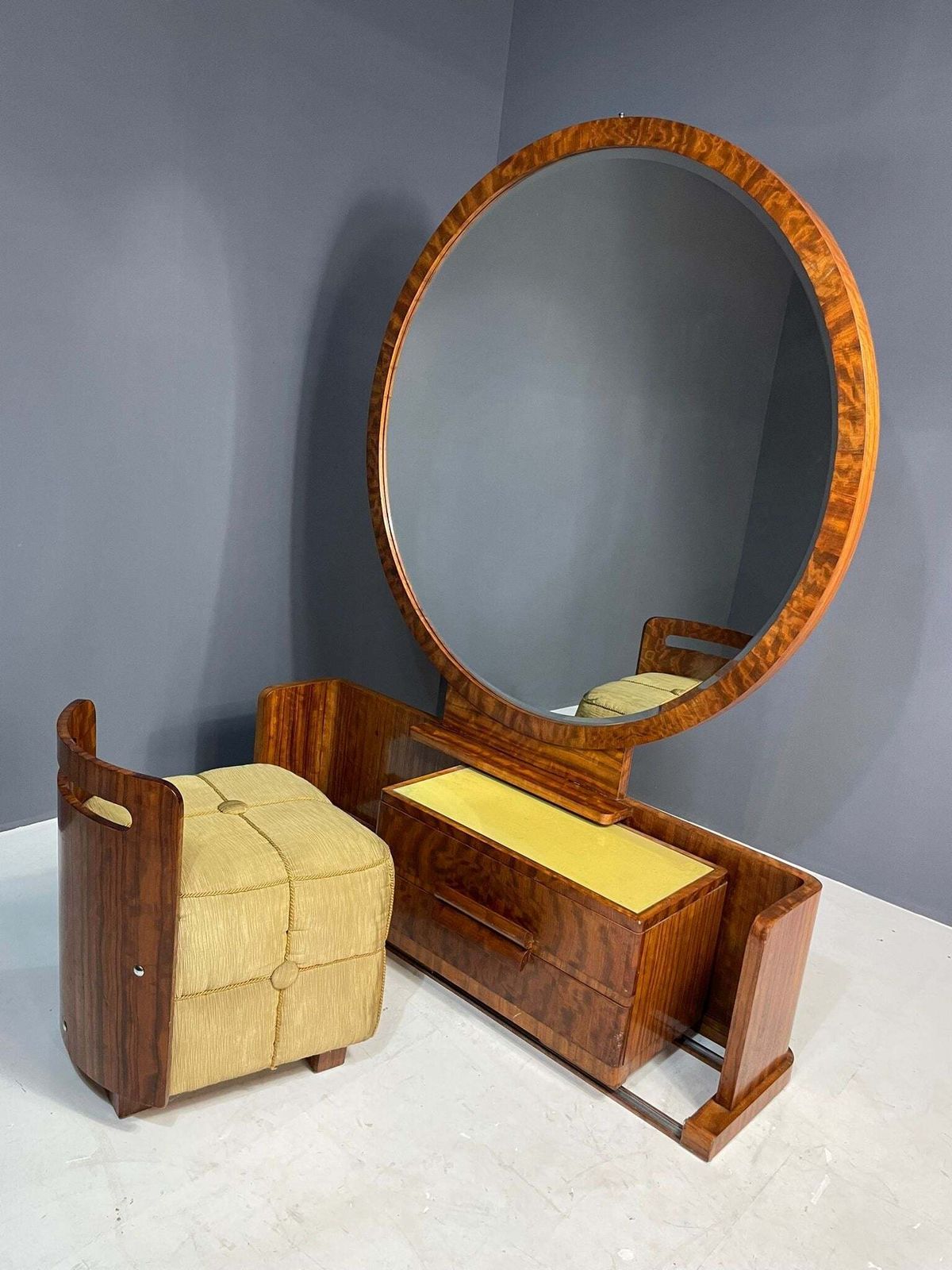 Art Deco Vanity With Stool, Walnut, Czechoslovakia, 1930s photo buy