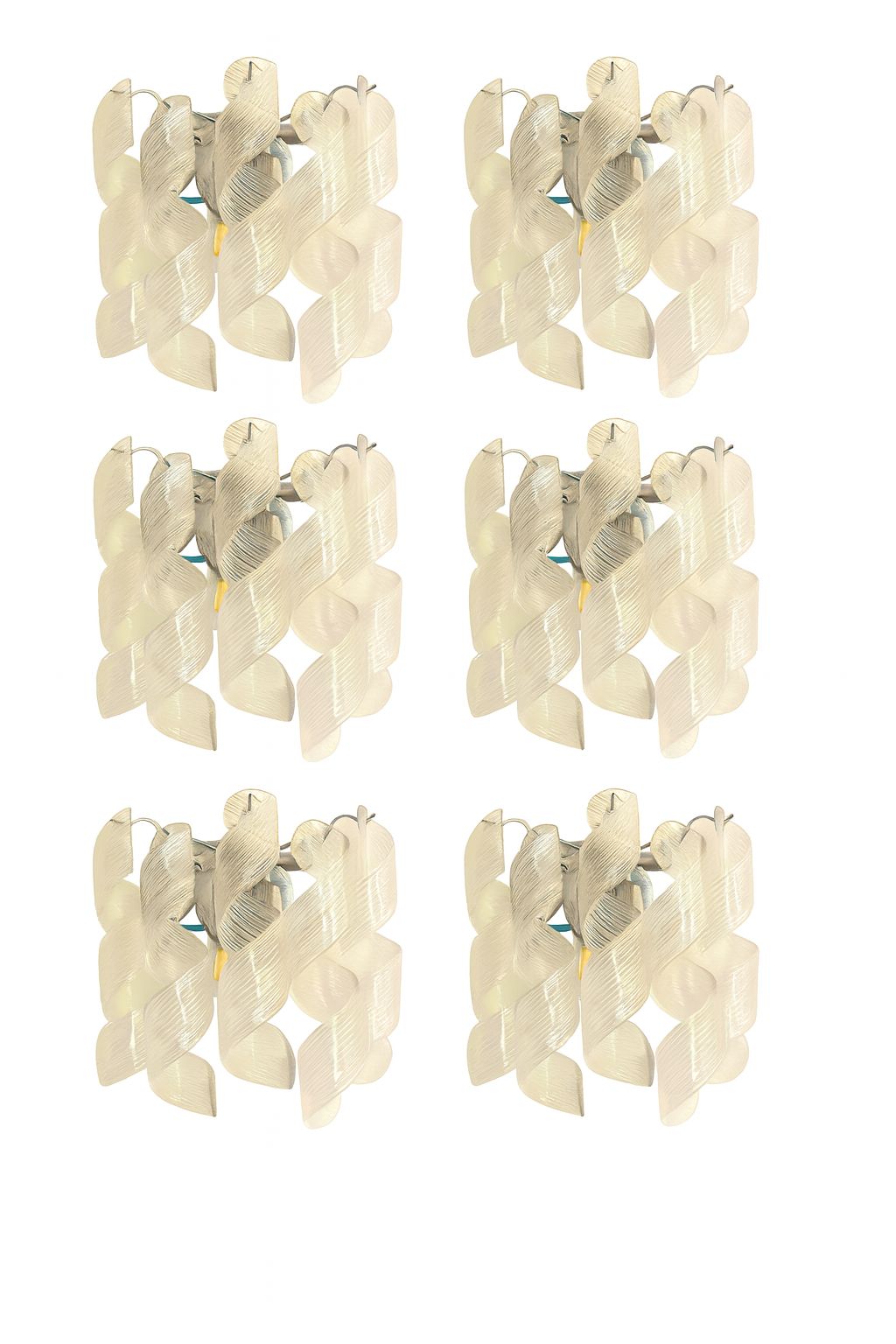 Set Of 6 Transparent “Ricci” Murano Glass Wall Sconces In Mazzega Style Wall Lights photo vintage