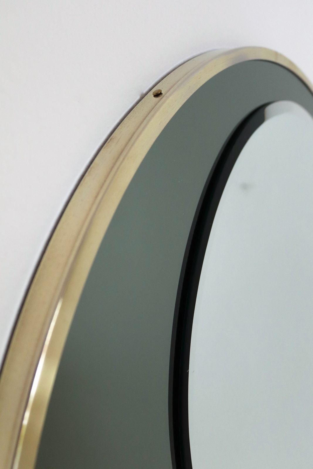 Italian Double Glass Designer Wall Mirror With Brass Frame, 1970s photo Home Decor