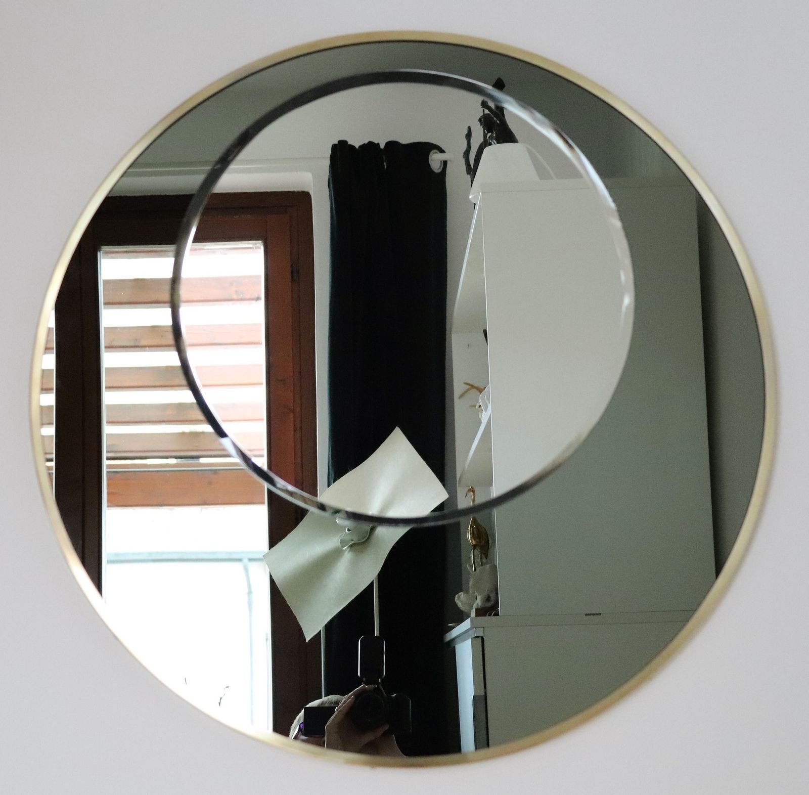 photo buy Italian Double Glass Designer Wall Mirror With Brass Frame, 1970s