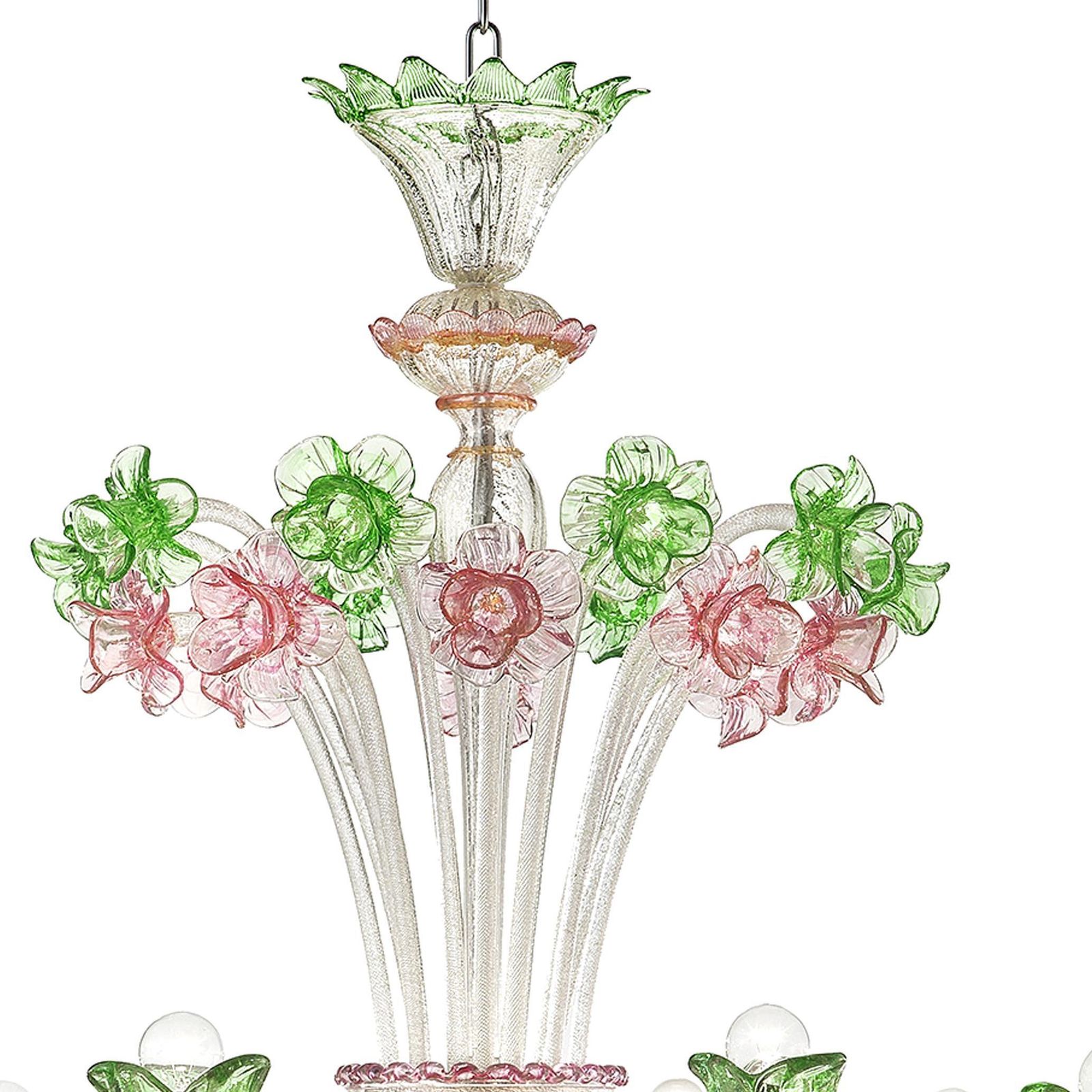 Venetian Floral "Cà Rezzonico" Murano Glass Chandelier With Silver Leaf photo furniture