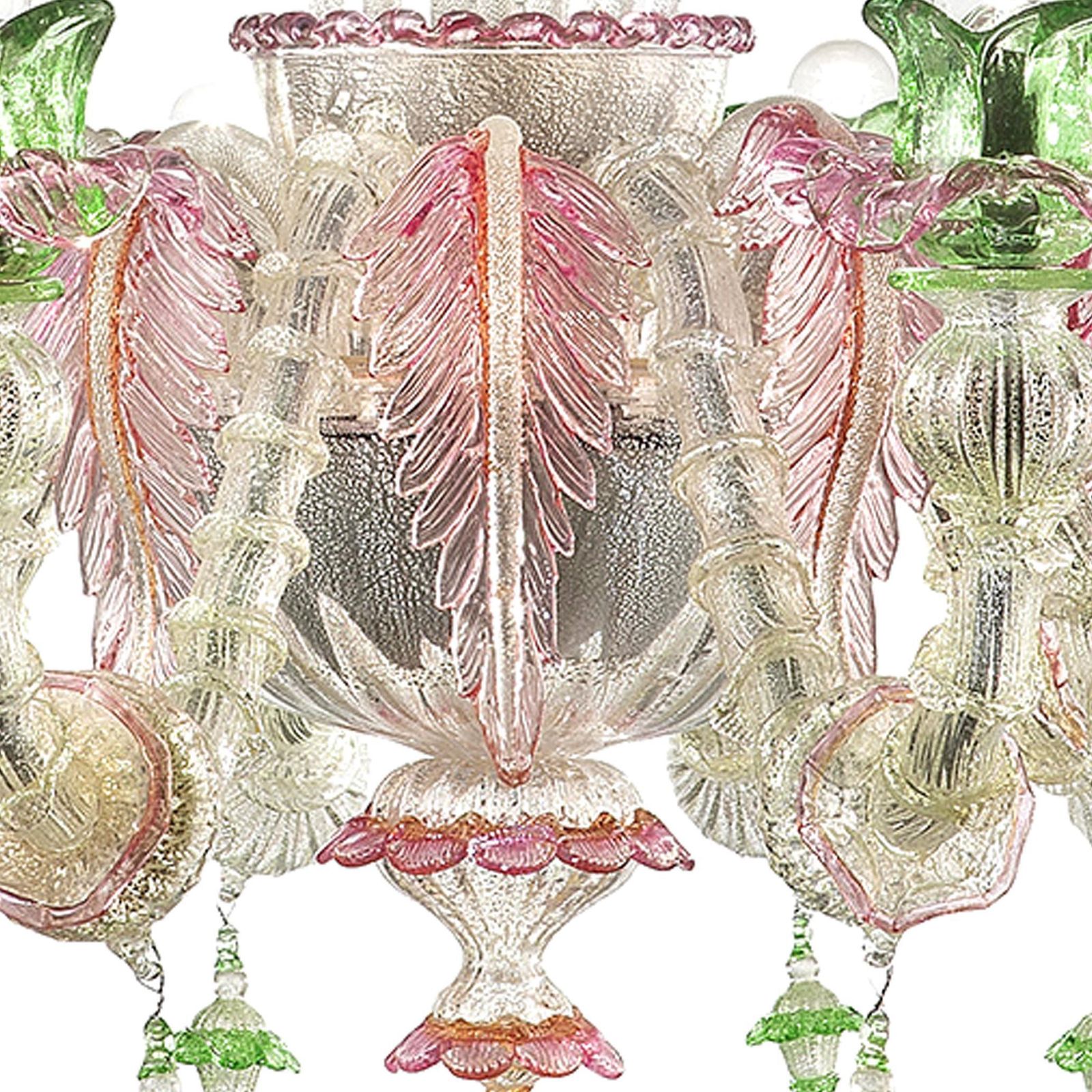 Venetian Floral "Cà Rezzonico" Murano Glass Chandelier With Silver Leaf photo 10816.0