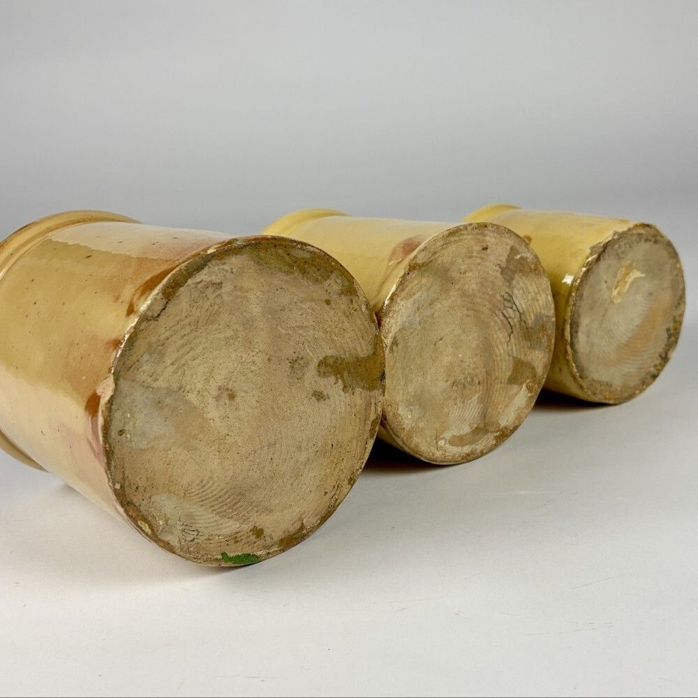 Collection Of Three Early 20th Century Yellow Slip Glazed Honey Pots photo buy