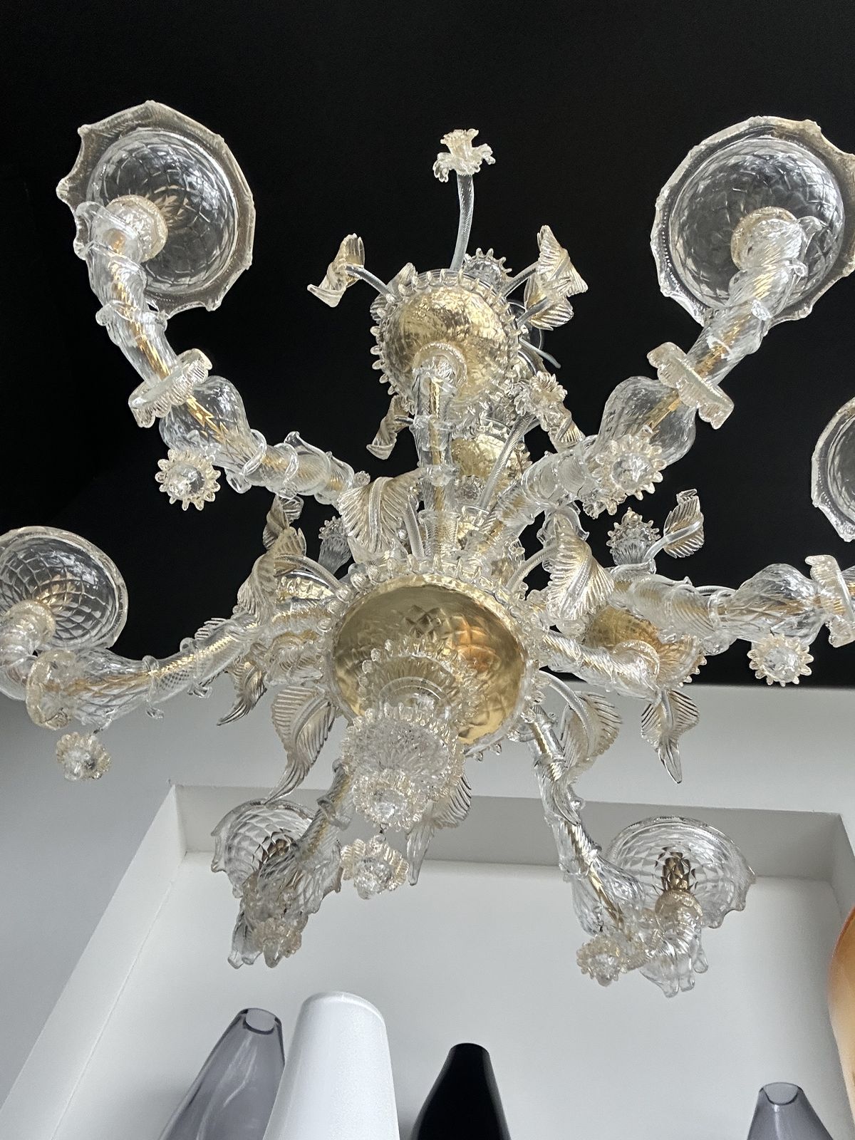 Venetian Gold "Ca' Rezzonico" Murano Glass Chandelier photo for sale
