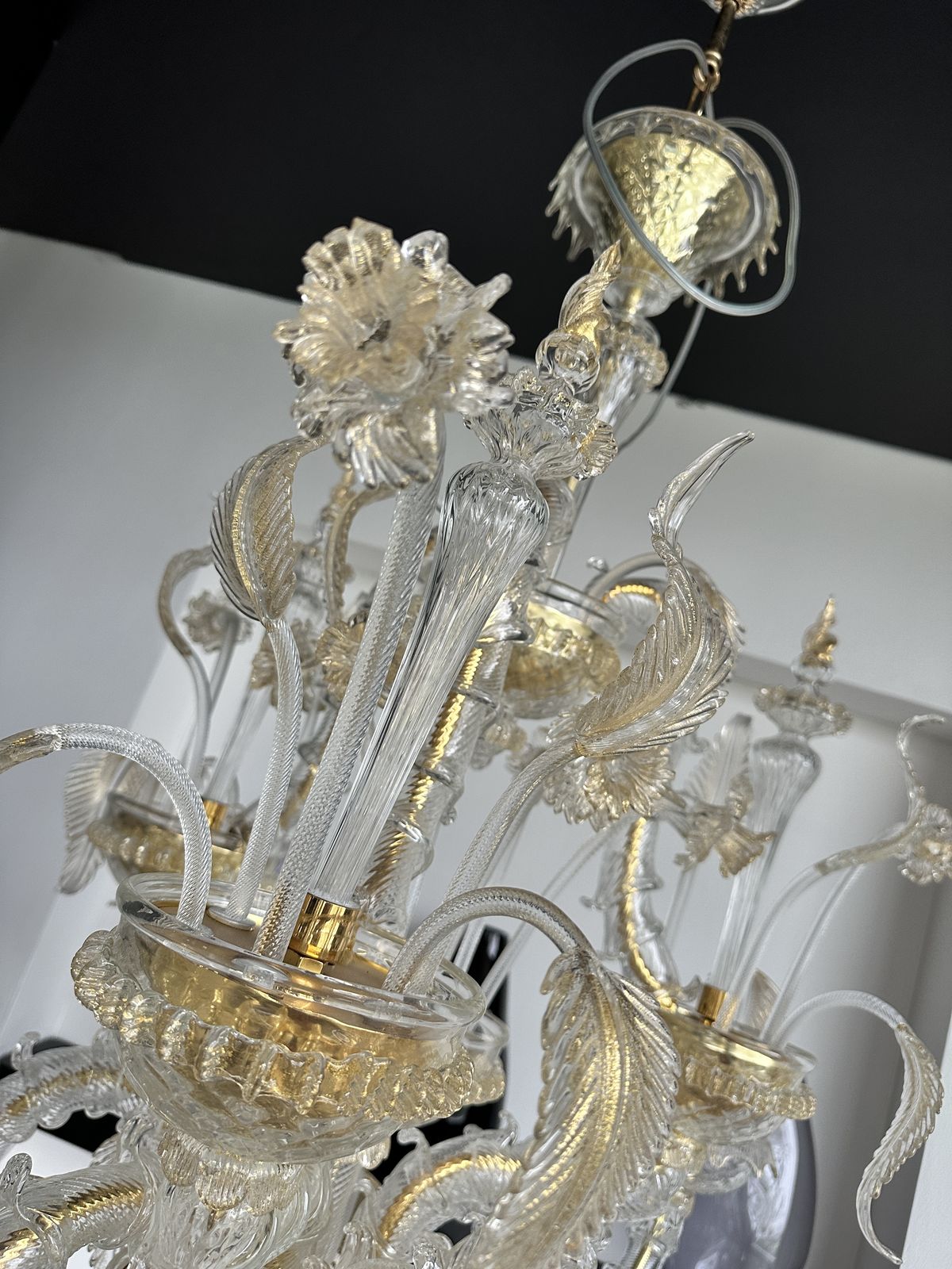 Venetian Gold "Ca' Rezzonico" Murano Glass Chandelier photo vinterior