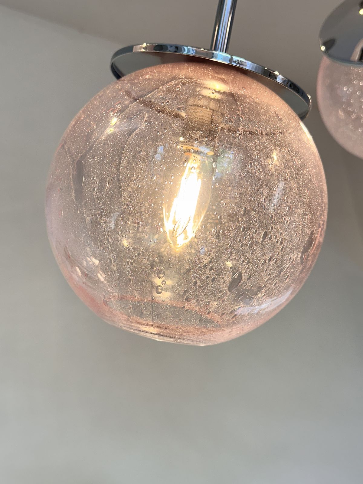 Contemporary Italian Chromed Sputnik Chandelier In Pink "Pulegoso" Murano Glass photo Lighting