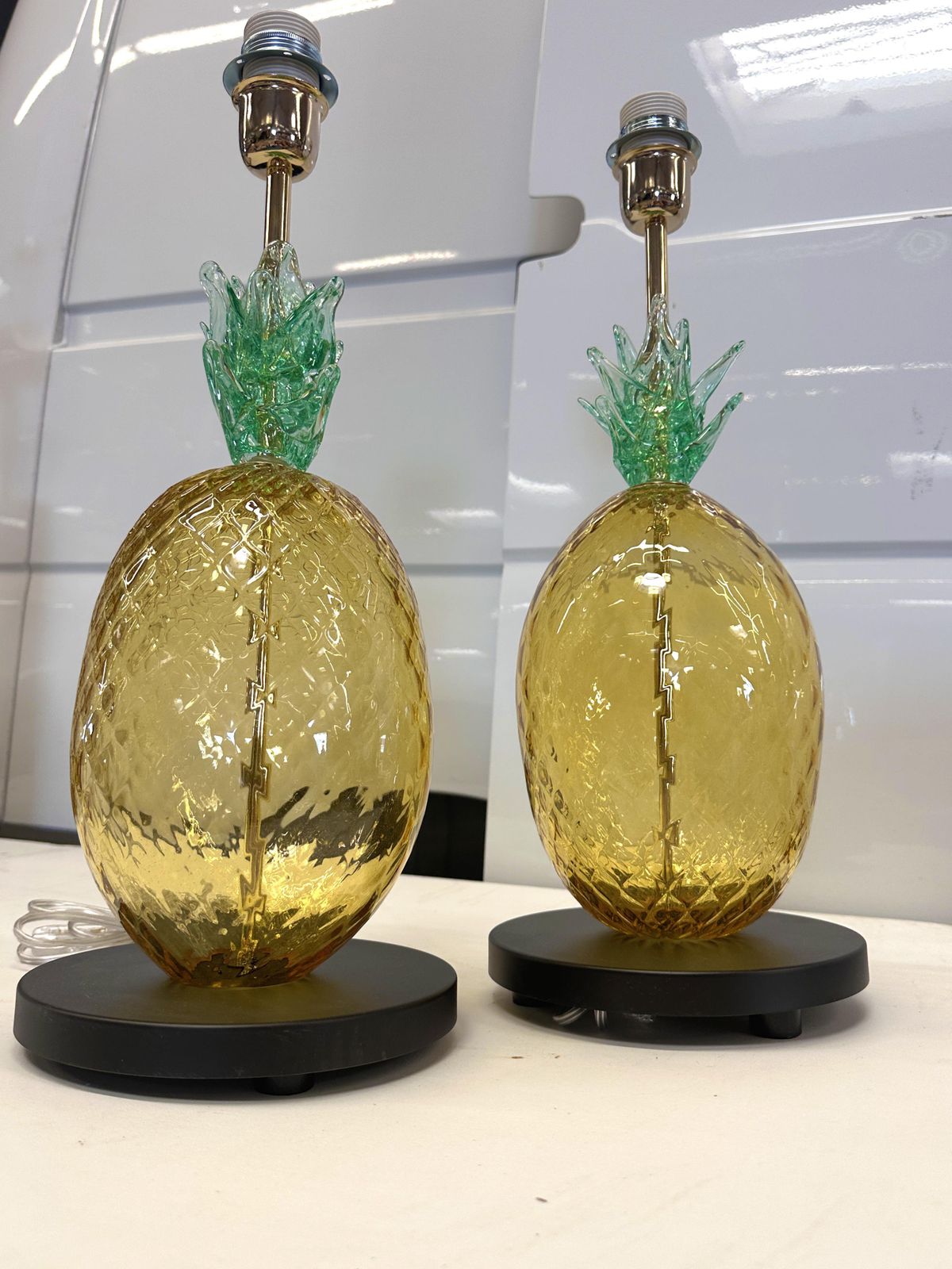 photo furniture Set Of Two Contemporary Italian "Ananas" Murano Glass Table Lamps