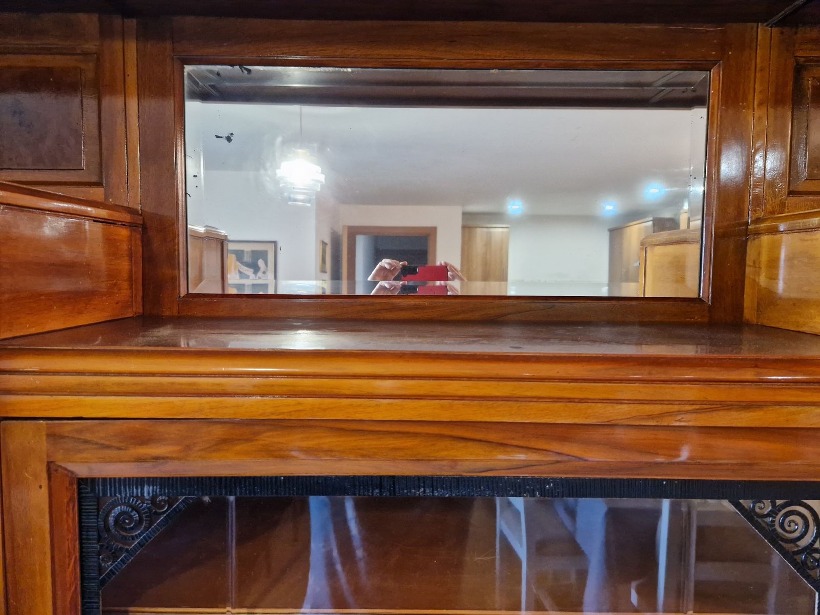 5000.0 Liberty Exceptional Cherrywood Display Cabinet W. Engravings, Inlays, Glass photo