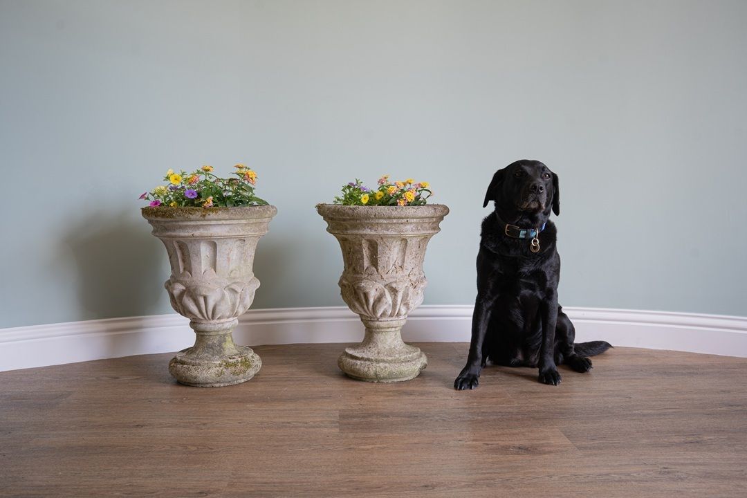 A Pair Cast Stone Antique Garden Urns photo furniture