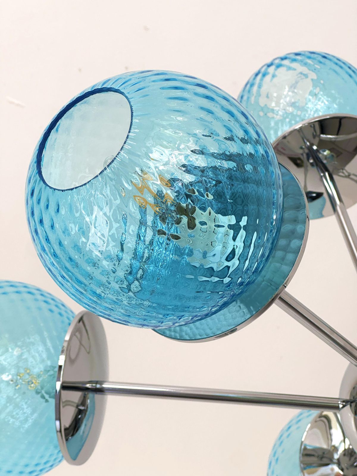Contemporary Sputnik Light Blue "Ballotton" Murano Glass Chandelier photo vinterior