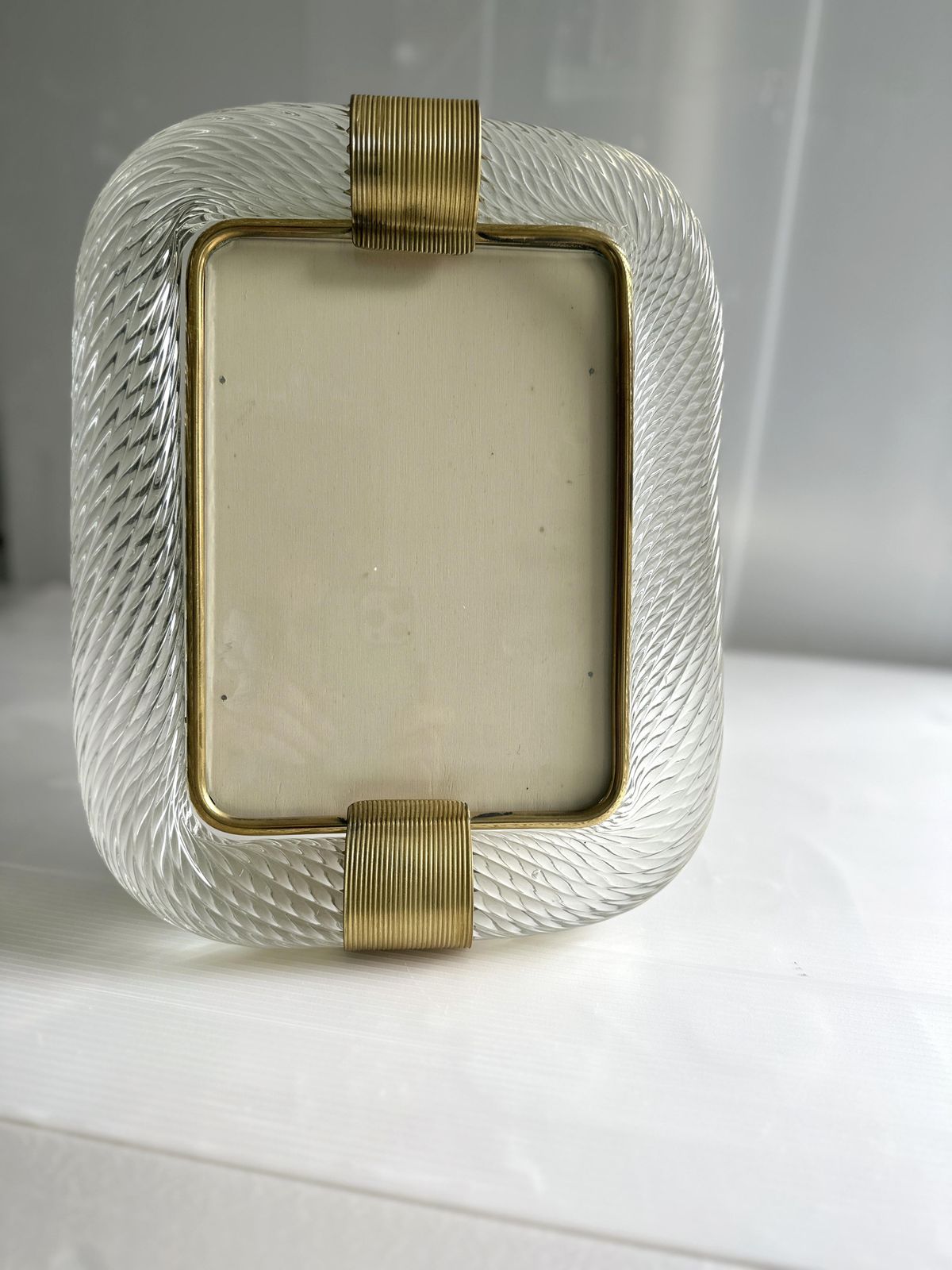 Mid Century Modern Style "Torchon" Murano Glass Picture Frame And Unaquered Brass In Barovier Style photo Home Decor
