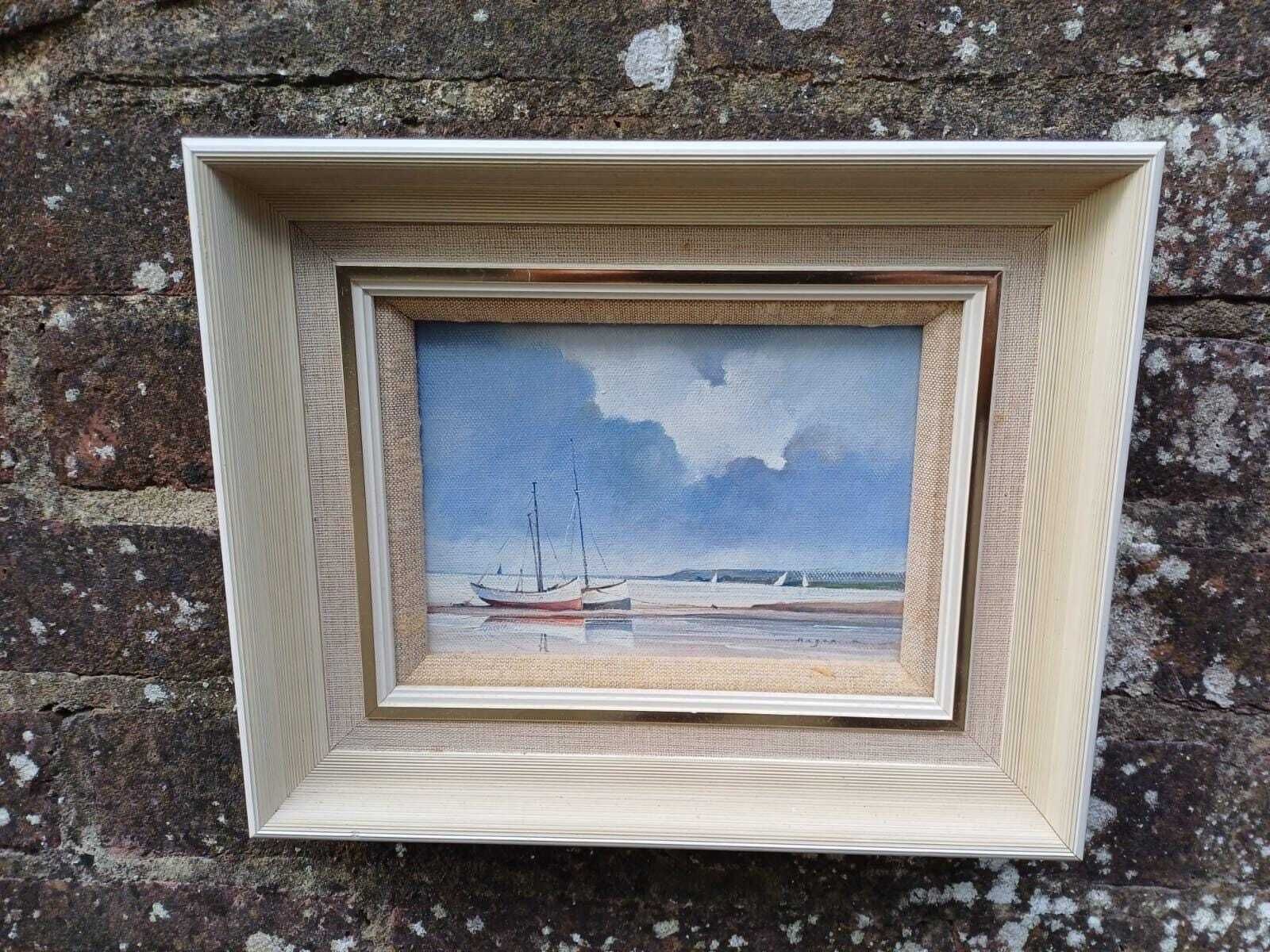 Vintage 1980s Original Oils On Canvas Pair   Seascape Paintings, Signed Oil On Canvas Coastal Nautical Art In Frames Sussex Hagop Kasparian photo for sale
