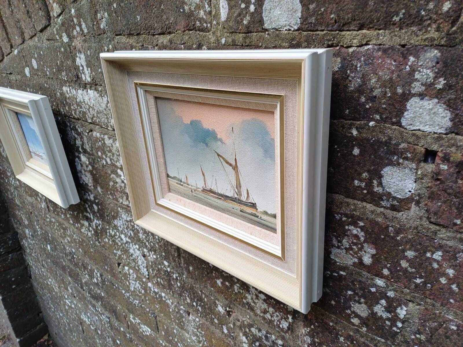 Vintage 1980s Original Oils On Canvas Pair   Seascape Paintings, Signed Oil On Canvas Coastal Nautical Art In Frames Sussex Hagop Kasparian photo buy