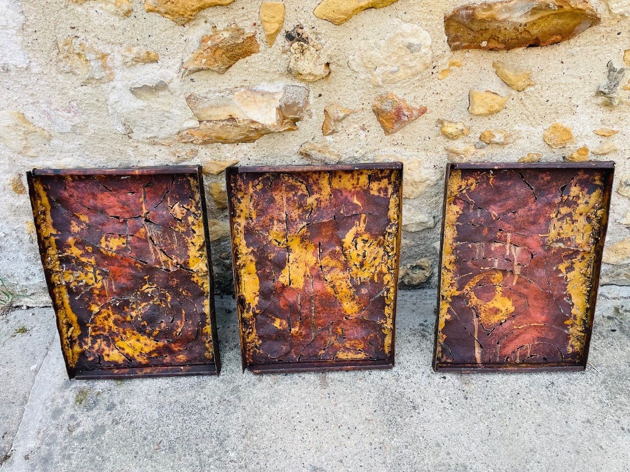 Mid Century American Brutalist Wall Sculpture By Irv Bramberg, 1960s, Set Of 3 photo 1395.0