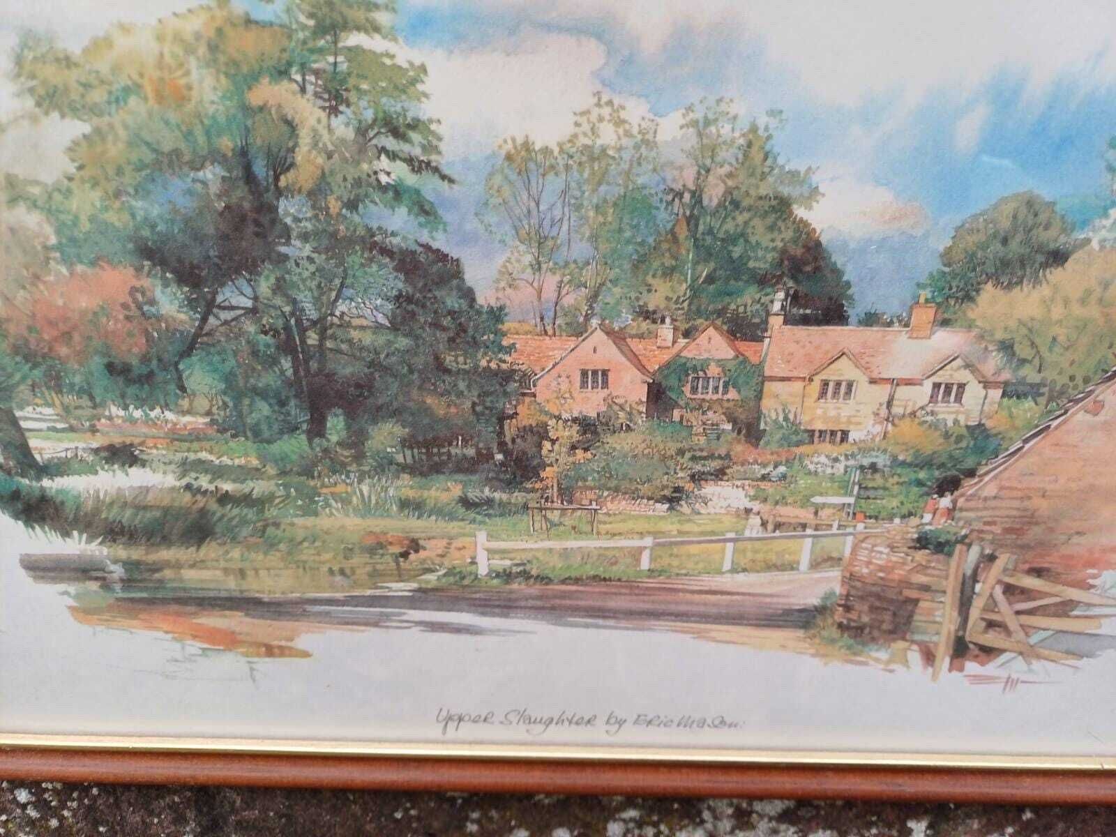 Cotswolds Vintage Prints, Framed, Upper Slaughter And Moreton On The Marsh   Vintage Paintings By Eric Mason, 1970s Paintings photo buy