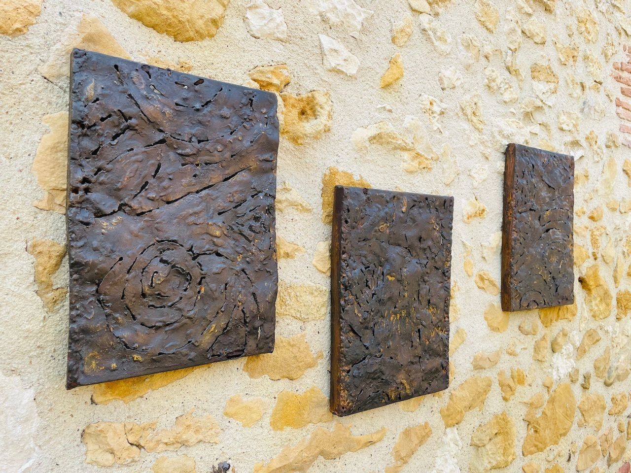 photo buy Mid Century American Brutalist Wall Sculpture By Irv Bramberg, 1960s, Set Of 3