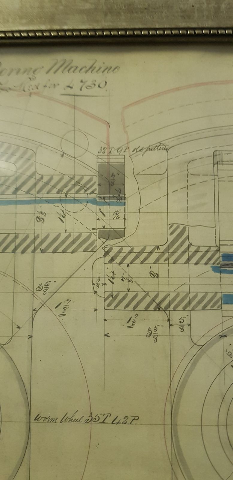Genuine Hand Drawn Technical Drawing Of A 'Portable Cylinder Boring Machine ' For The Railway photo 300.0