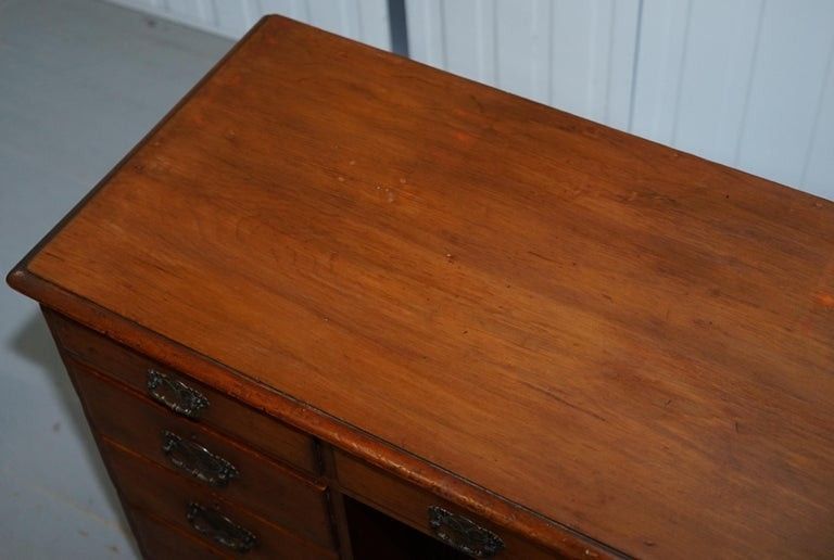 Small Victorian 1880 Solid Walnut Knee Hole Writing Desk Lots Of Drawers Storage photo 850.0