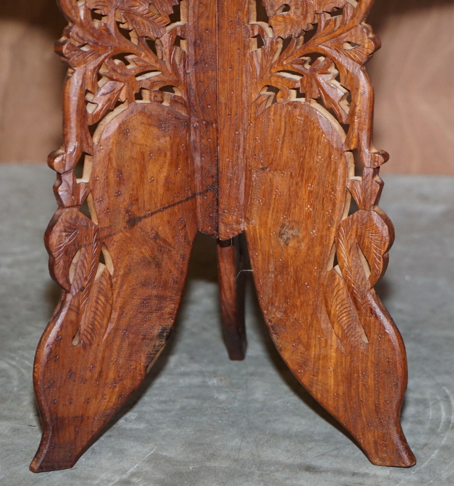 photo for sale Hand Carved Burmese Rosewood Antique Octagonal Side End Lamp Wine Folding Table