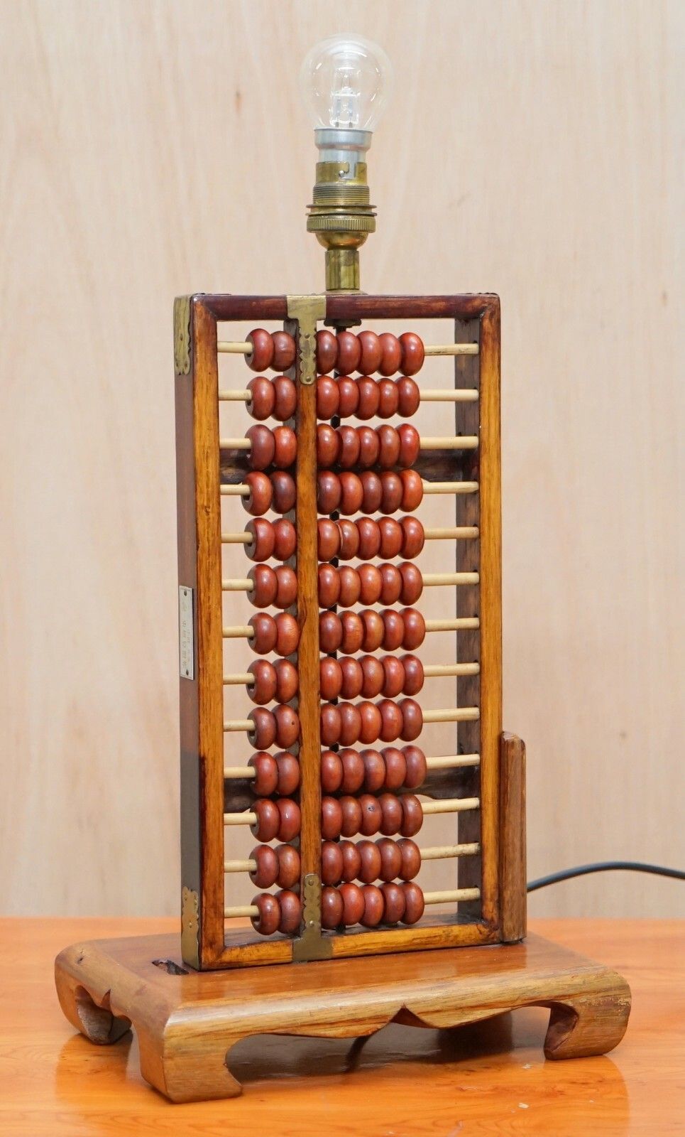 Vintage Mid Century Chinese Rosewood Abacus Lamp Fully Stamped Original Fittings photo furniture
