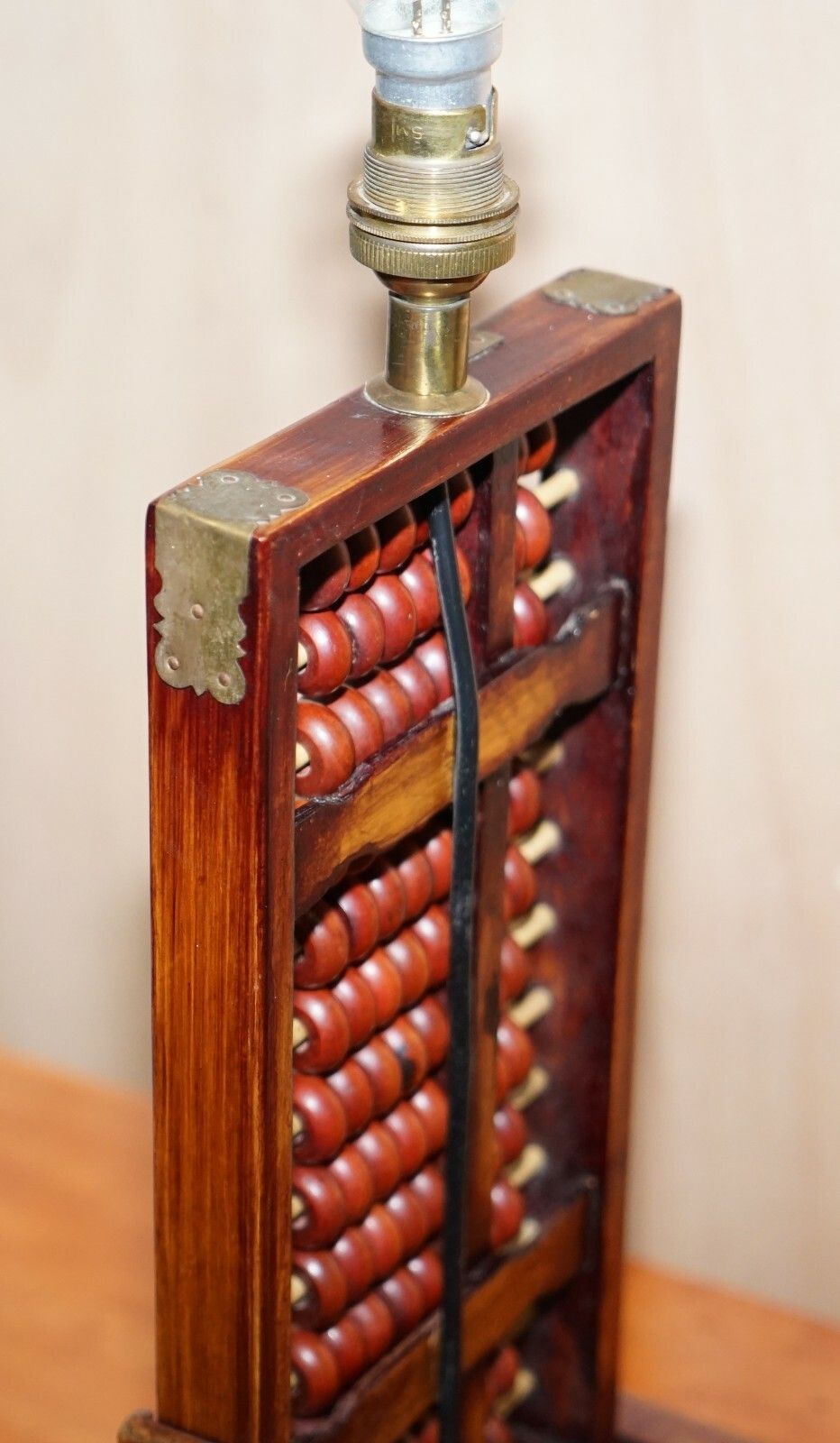 Vintage Mid Century Chinese Rosewood Abacus Lamp Fully Stamped Original Fittings photo vintage