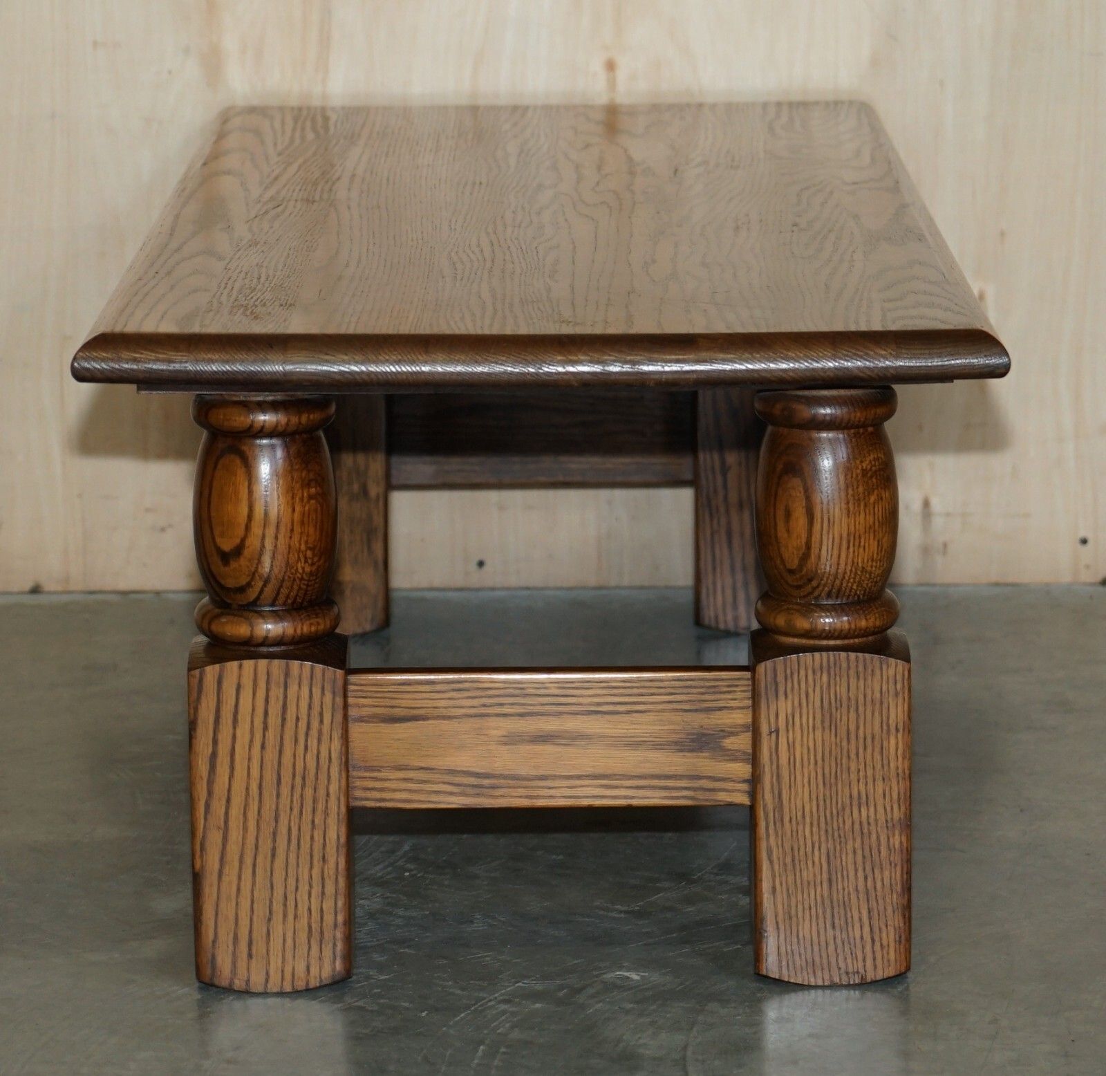 photo for sale Vintage English Oak Coffee Table Made In The Style Of Edwardian Refectory Tables