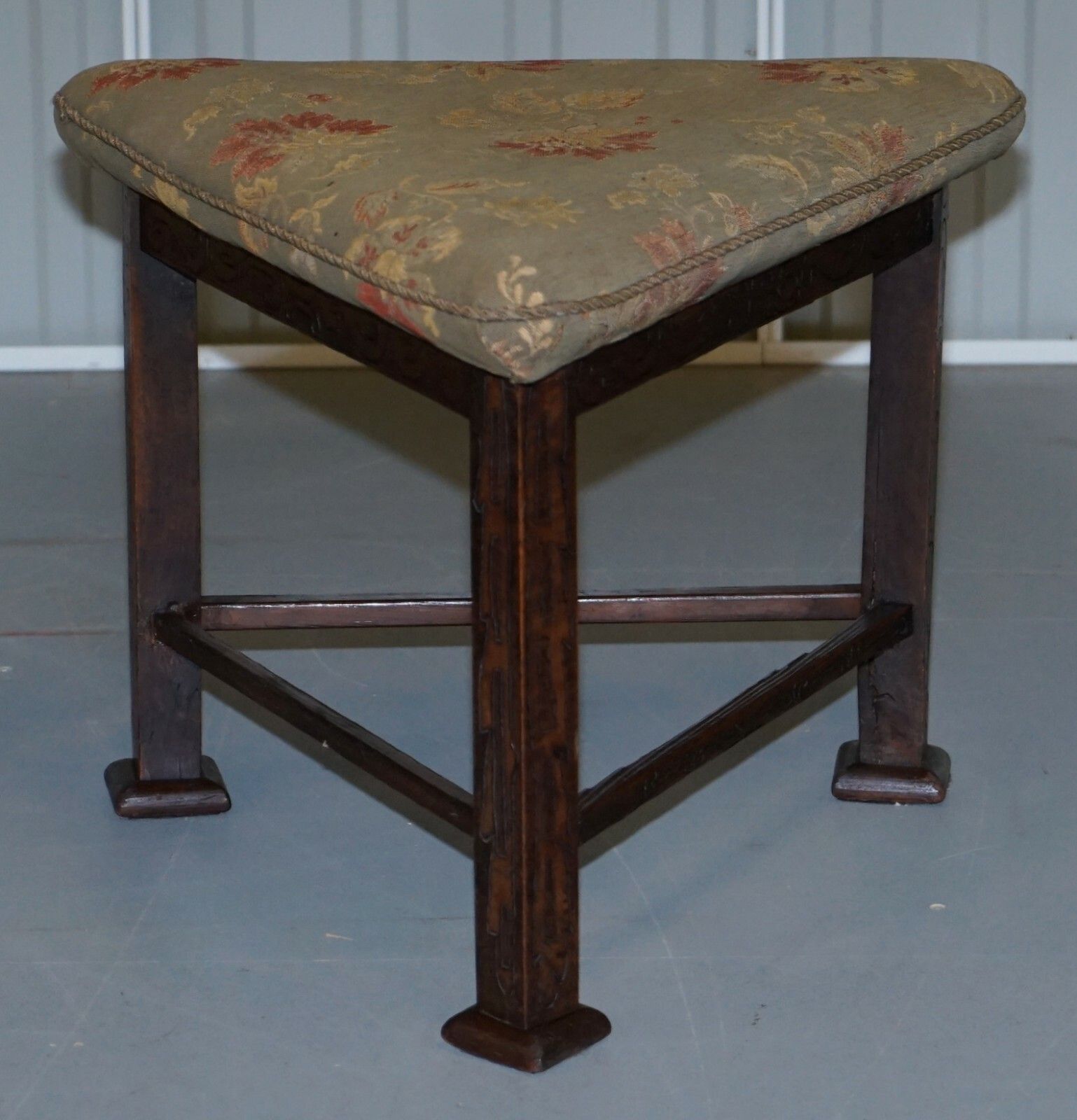 Rare Circa 1860 Victorian Triangle Hunting Stool From Buckeburg Castle Germany photo for sale