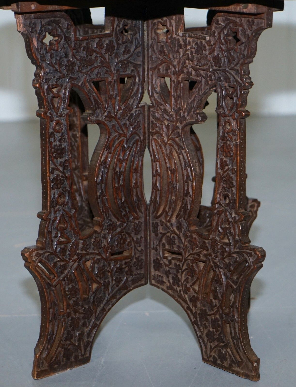Anglo Burmese Hand Carved 19th Century Rosewood Antique Side End Lamp Wine Table photo vintage